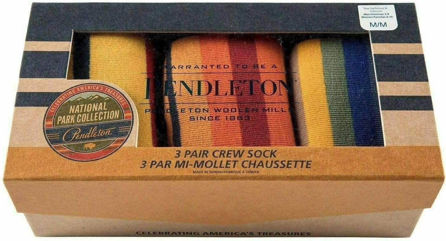 PENDLETON National Park Striped Crew Socks 3-Pack, Grand Canyon/Yellowstone 2/Rocky Mountain