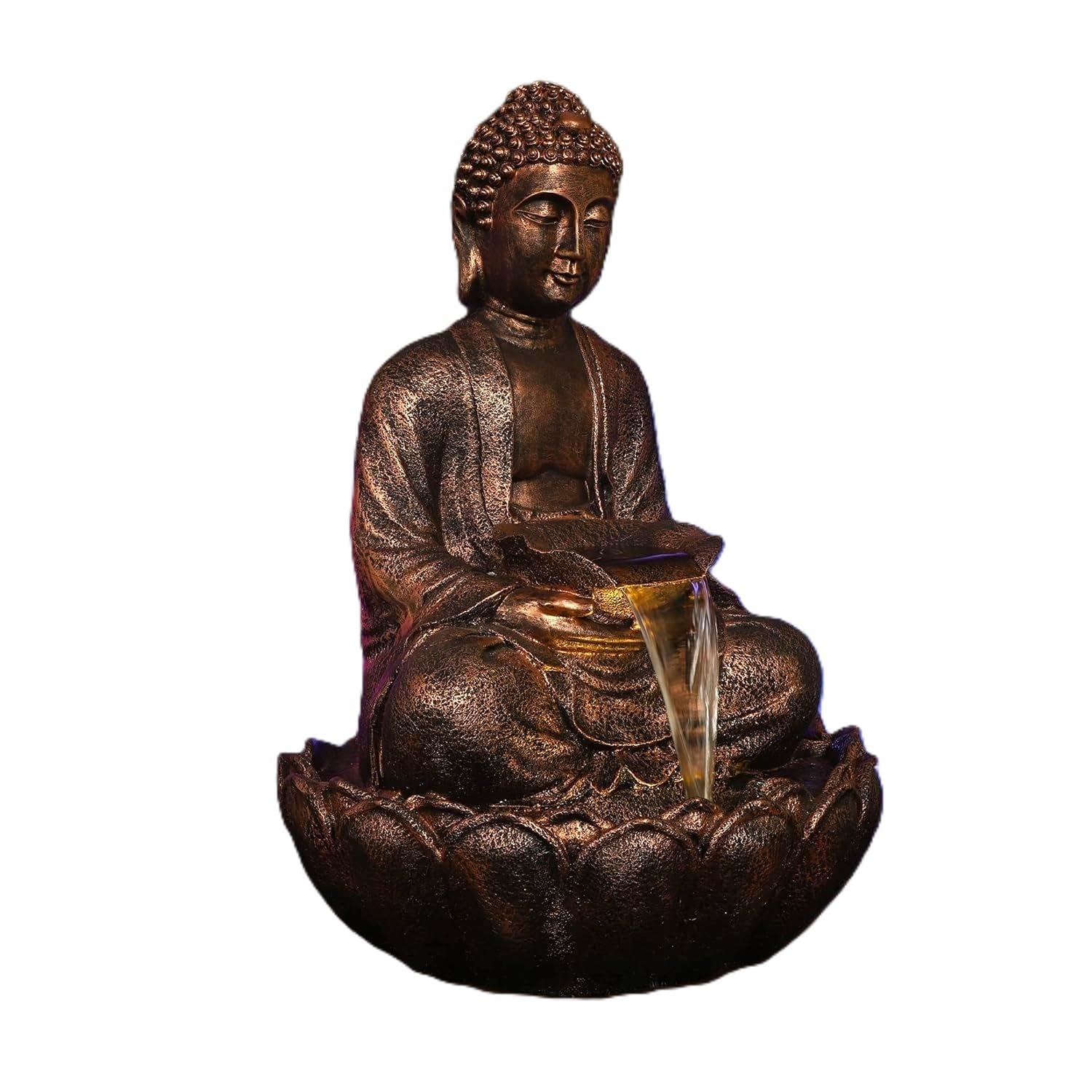 Resin 3Ft Buddha Statue Decorative Water Fountains for Outdoor Living Room, Office, Garden & Table Top Waterfall Indoor & Outdoor (Copper)-image-47