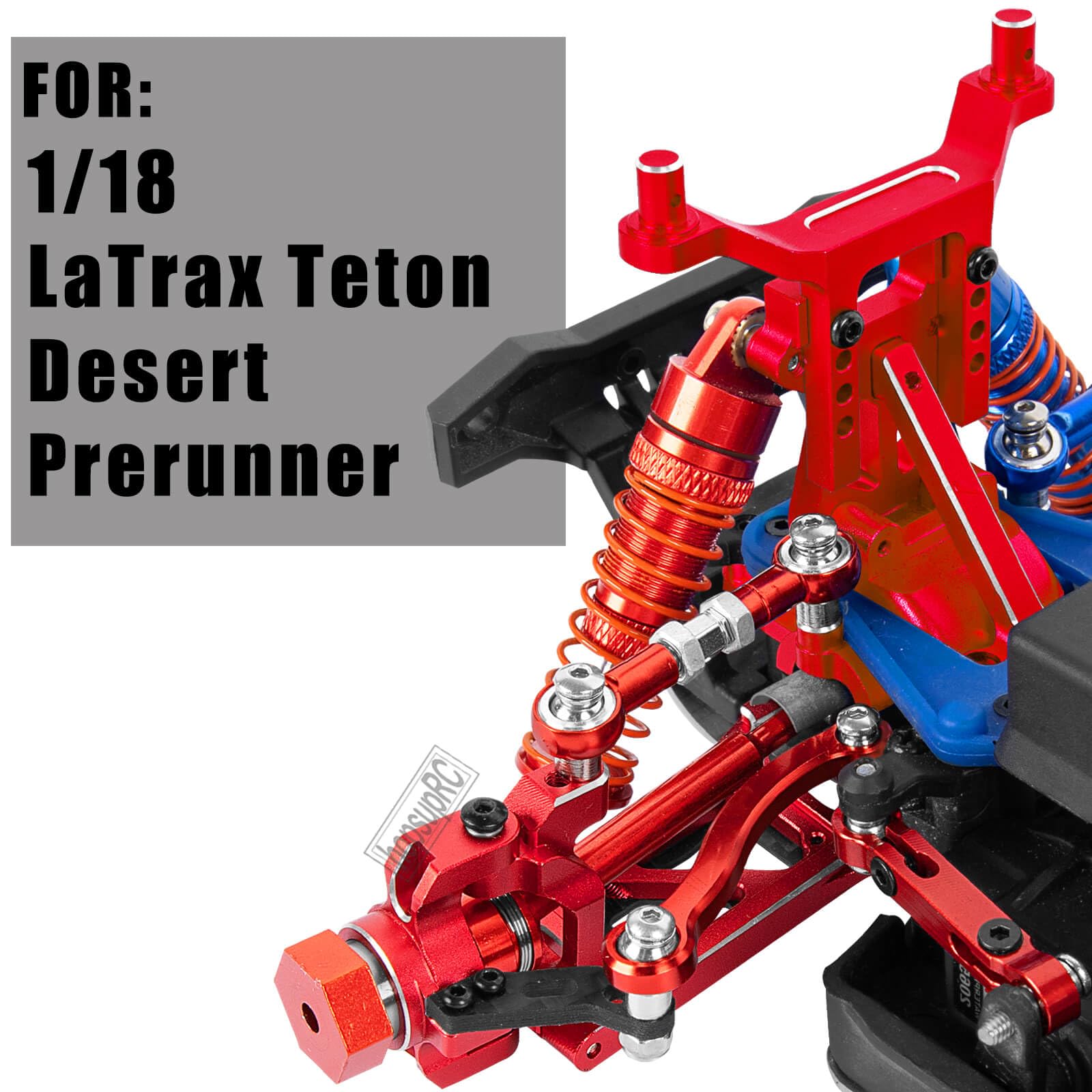 RC Aluminum Metal Shocks&Drive Shaft Axles&Suspension Arms&Steering Block&Camber Links Toe Links&Gearbox&Body Posts Mount&Shock Tower Upgrades Parts for 1/18 LaTrax Teton Desert Prerunner,Red