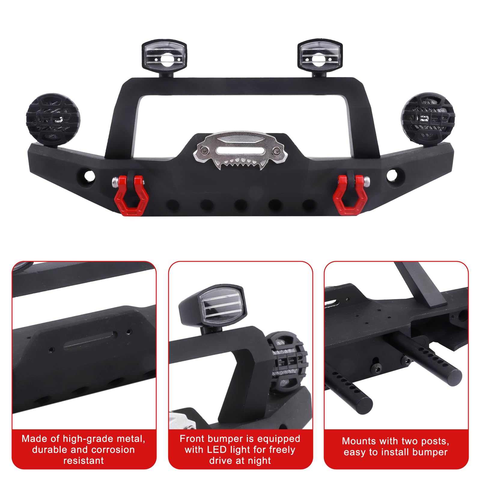Juego de soportes de parachoques de metal para TRX-4 Axial SCX10 SCX10 II 90046 SCX10 III AXI03007 Redcat Gen 7 RC Crawler (tipo 2)