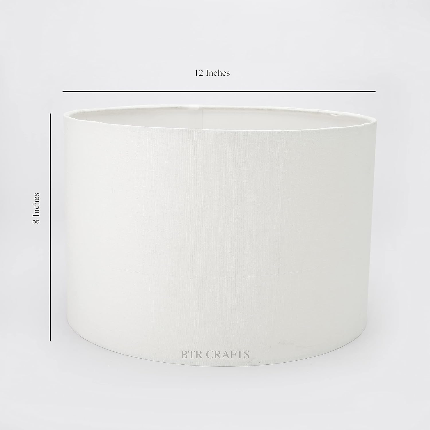 12" Inches Drum Lamp Shade, Cotton Fabric, White Color
