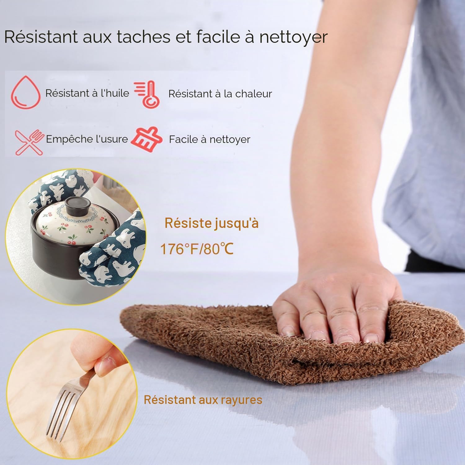 Nisorpa Protection de table transparente en PVC 200 x 100 cm