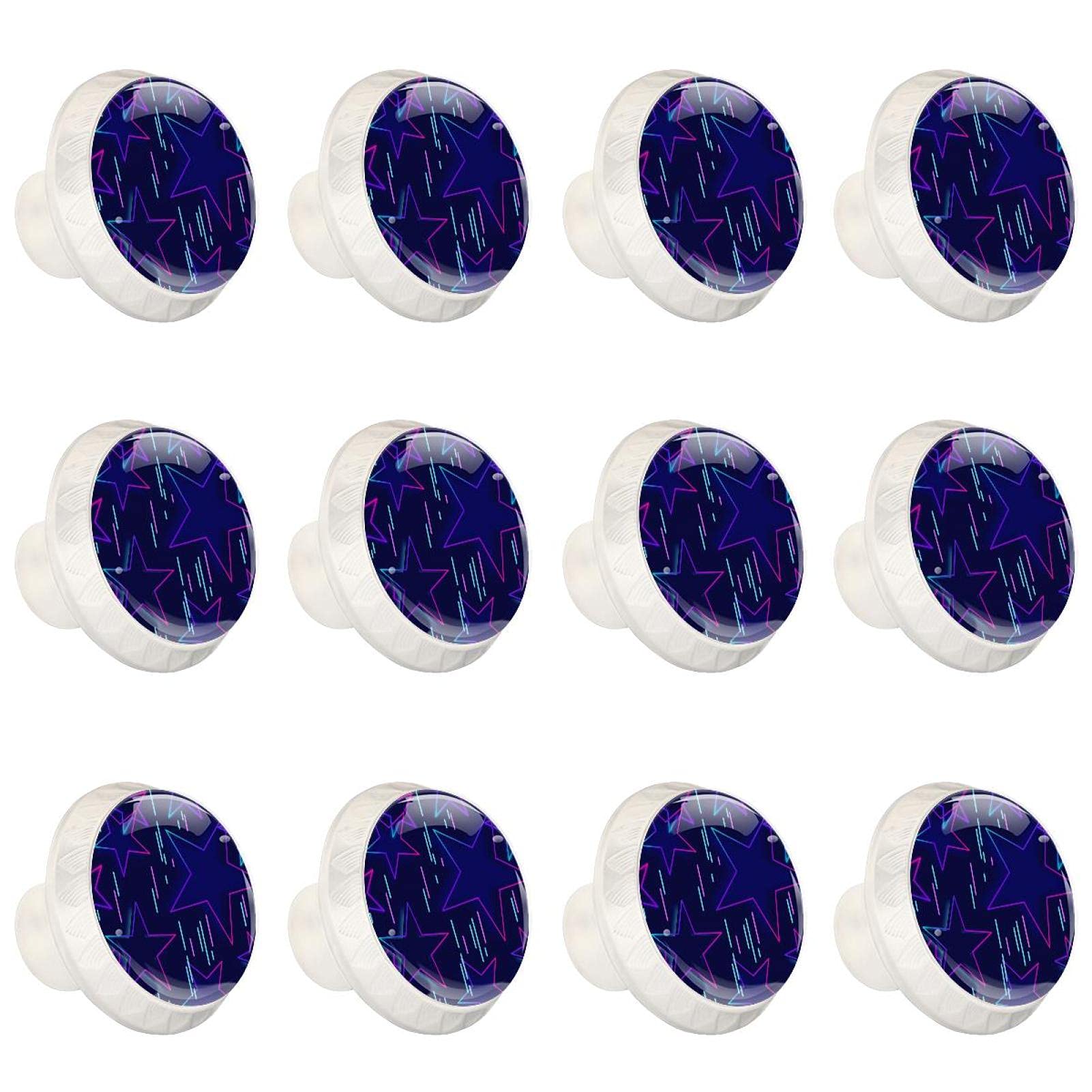 Poignées d'armoires haut de gamme boutons bleus et ornement géométrique lot de 12