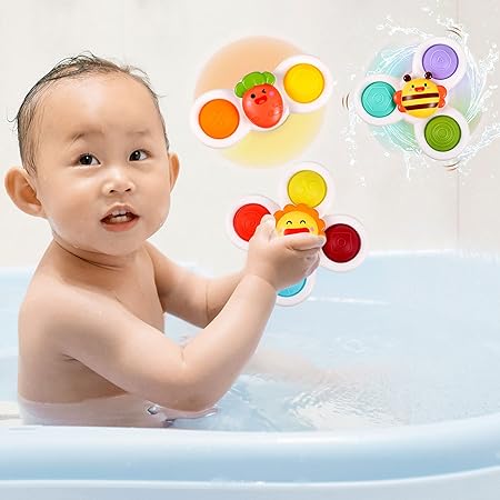 Amazon Tiyol お風呂 おもちゃ 水遊び おもちゃ カラフル かわいい形 クルクル ハンドスピナー 強力な吸盤付き 赤ちゃん おもちゃ ストレス解消 指先訓練 おふろ おもちゃ 男の子 女の子 誕生日 プレゼント ギフト 三つセット スクイーズ スピナー スクイーズ