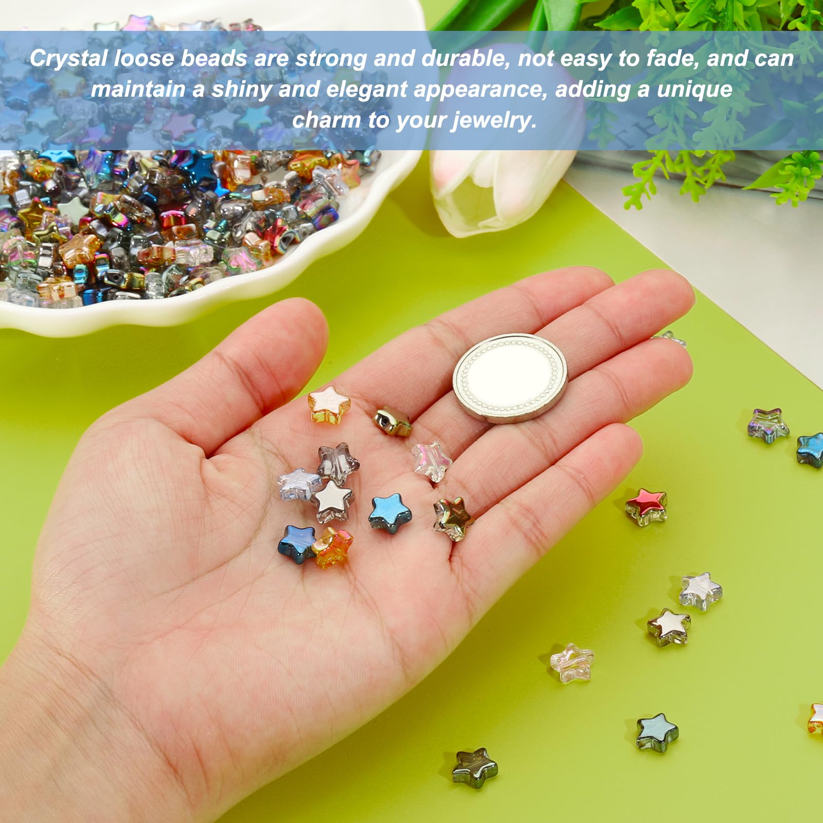 PATIKIL 8mm Crystal Star Beads, 200 Pcs Glass Spacers Bead Star Shaped Charm Pendants for Jewelry Making Bracelet Necklace DIY Grey - Image 4