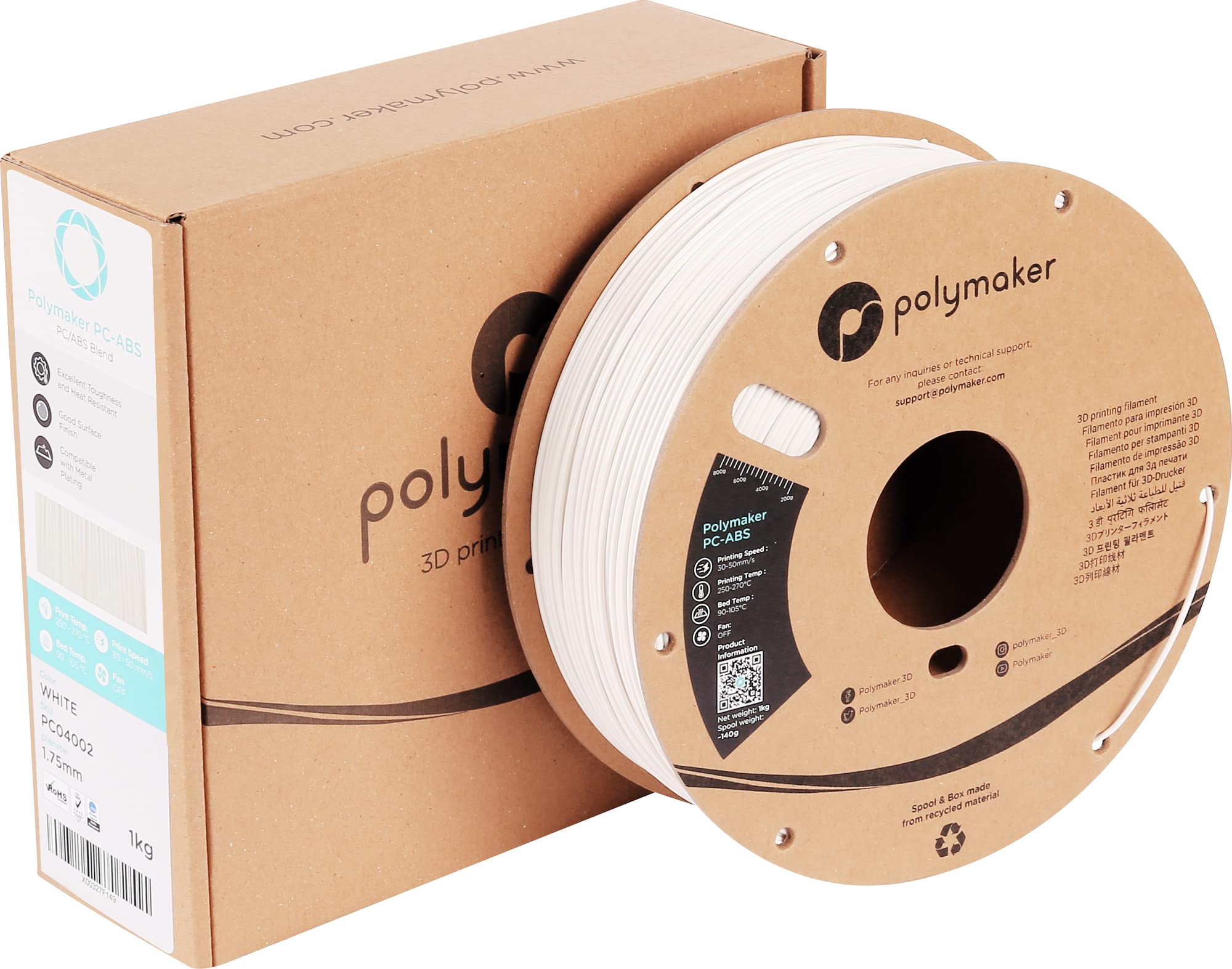 Polymaker PC-ABS Blanco - 1,75mm - 1kg