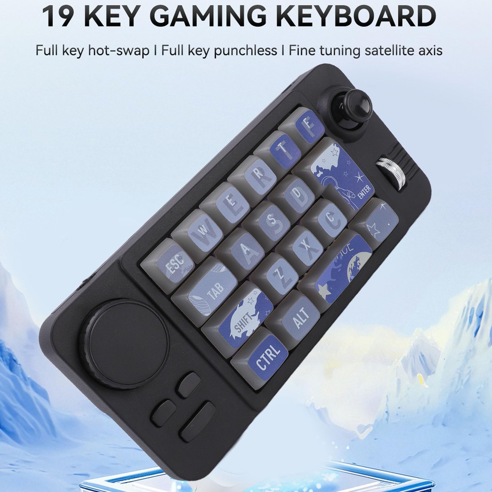 Jectse Pavé Numérique Mécanique Programmable à 19 Touches (Macros), Rétroéclairage LED RGB, connectivité sans Fil 2,4 GHz/Bluetooth 5.0 / Filaire, avec Joystick, Molette de Contrôle