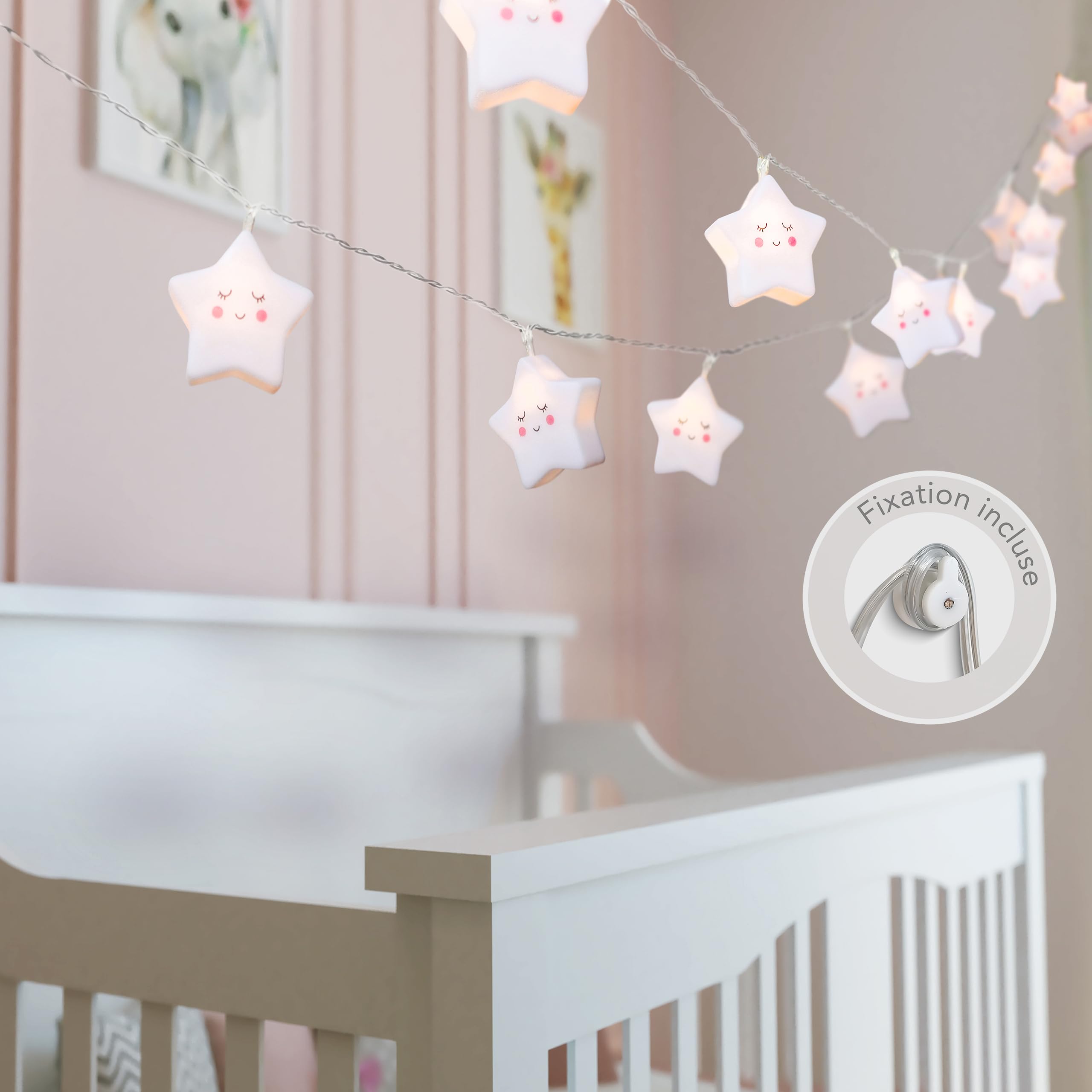 CozyHome Guirlande lumineuse intérieur étoile enfants - 20 LED blanc chaud | 6 mètres I Avec fiche I Guirlande lumineuse chambre I Guirlandes lumineuses interieur I Fairy lights decoration Girlande