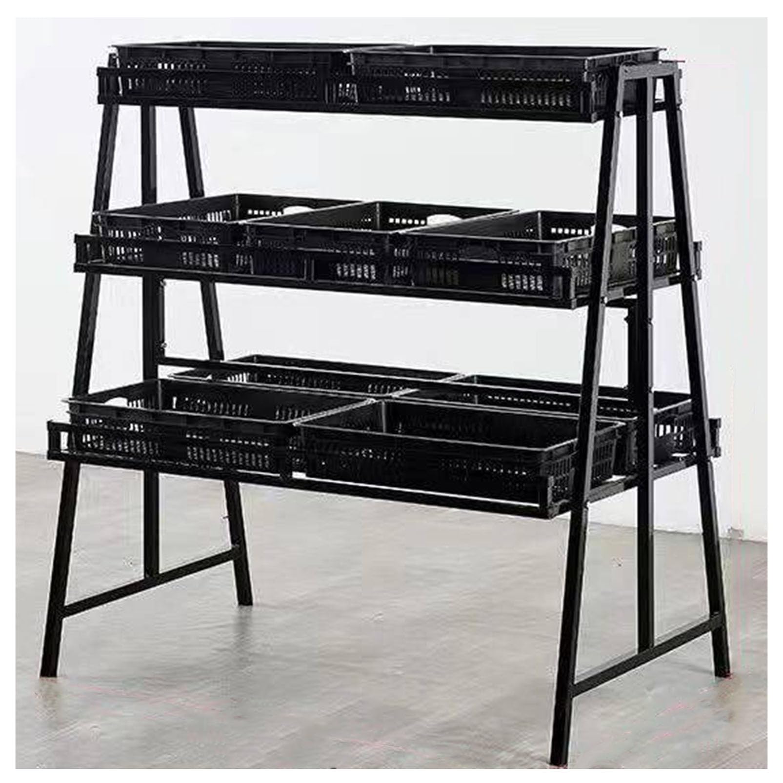 JYHHGDS Plastic Vegetable Display Rack - 3-Tier Market Storage Stand, Pantry Fruit Holder for Grocery Stores, Kitchen & Office - Organizer for Onions and Potatoes