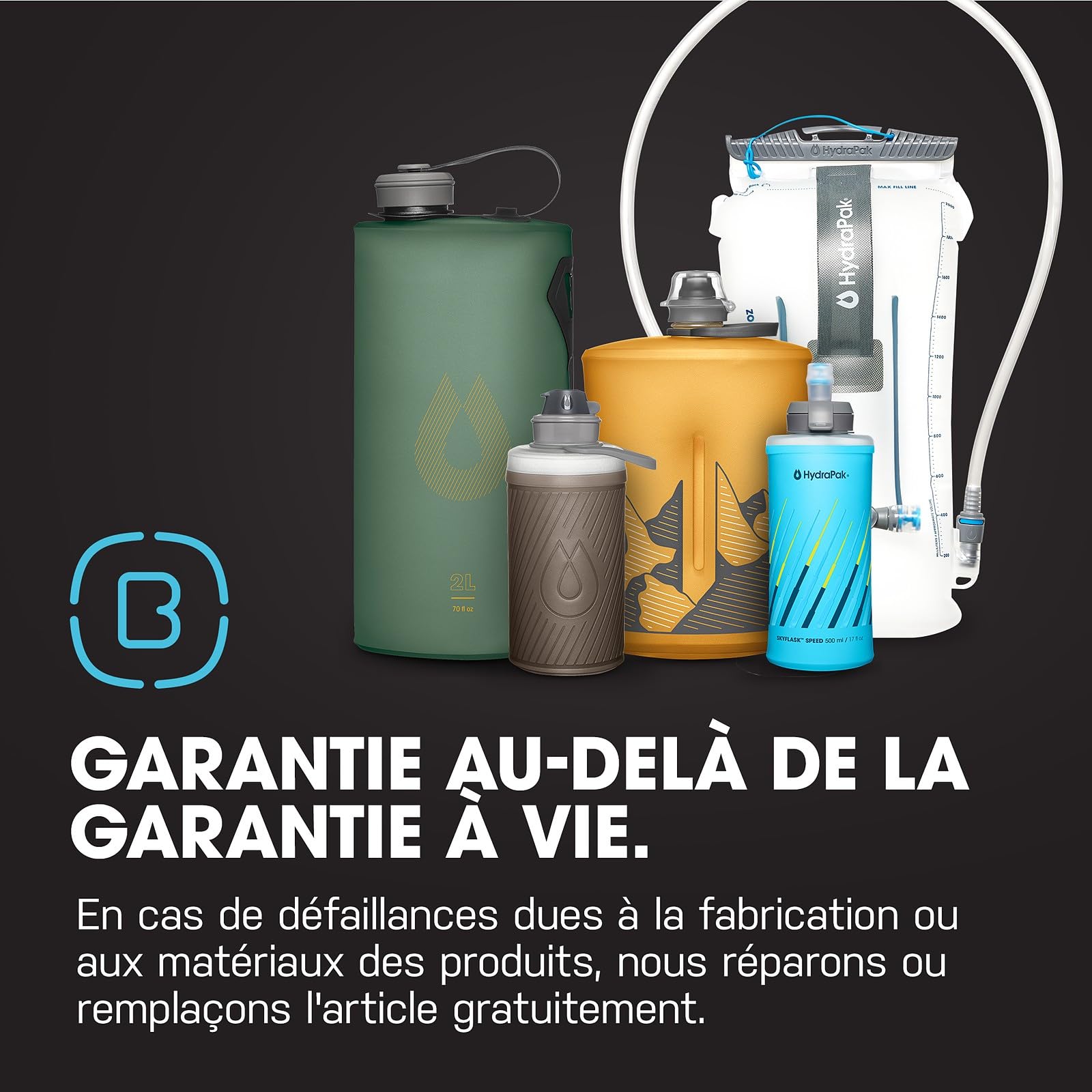 HydraPak Lot de 2 SoftFlasks Speed 500ml - Gourde Souple compressible, Adaptée aux Gilets de Course et Sacs de Course à Pied, avec Bouchon à Ouverture Facile (500 ml/17 oz)