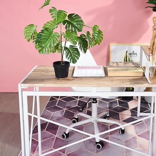 LERFAN Escritorio para computadora en forma de L con parte superior de madera y patas de metal mesas de escritura ejecutiva y estación de trabajo