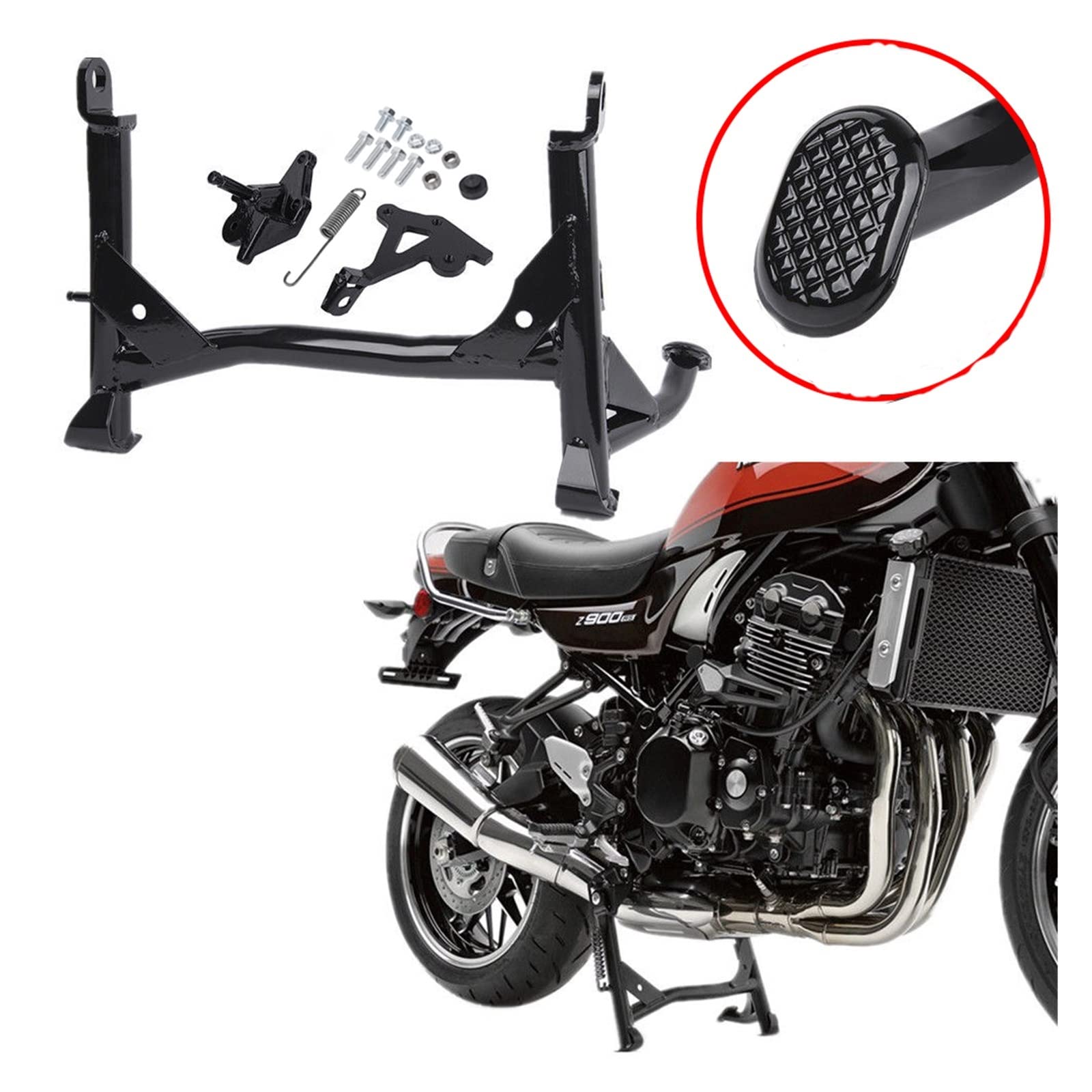 Motorcycle Middle Kickstand Bracket Center Central Parking Stand Firm Holder Support Compatible With Kawasaki Z900 RS Z900RS Cafe 2018-2020