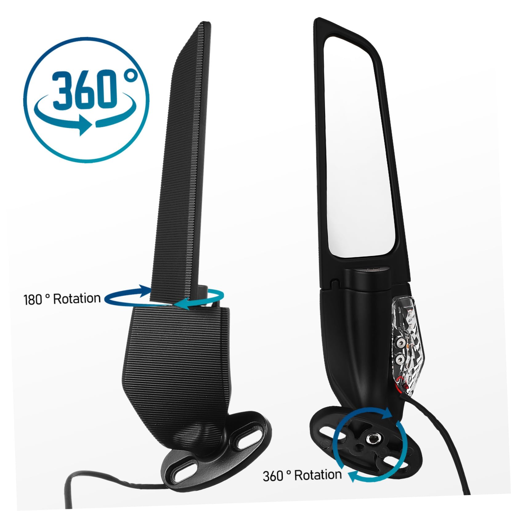 Specchietti Laterali Moto con Frecce 1 Paio Nero Lega di Alluminio ABS | Montaggio Rapido, Accessori Necessari Inclusi, Struttura Stabile e Robusta su Manubrio per Uso Quotidiano
