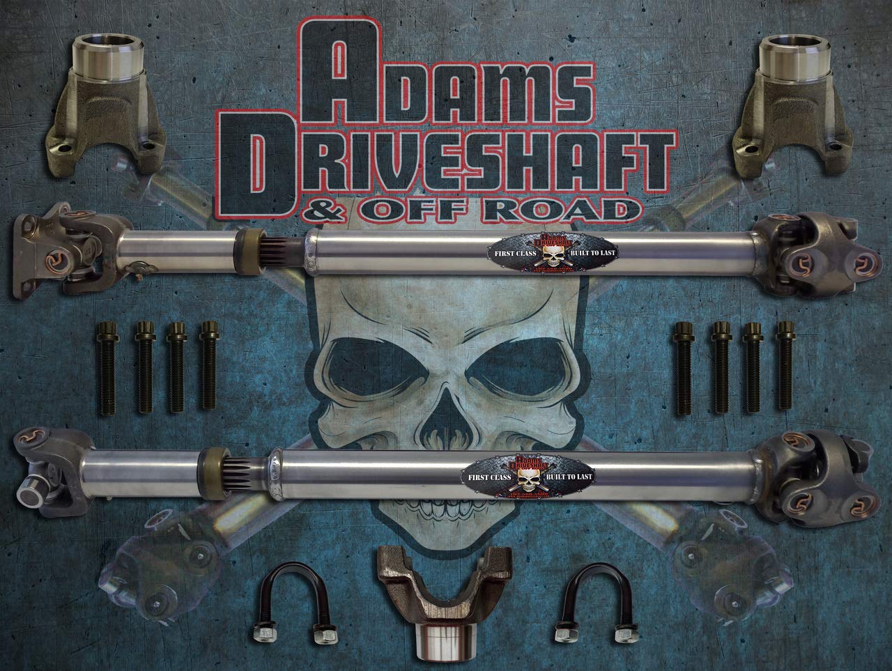 ADAMS DRIVESHAFT 4 DOOR JK FRONT & REAR 1310 CV DRIVESHAFT PACKAGE with GREASABLE U-JOINTS [HEAVY DUTY SERIES]