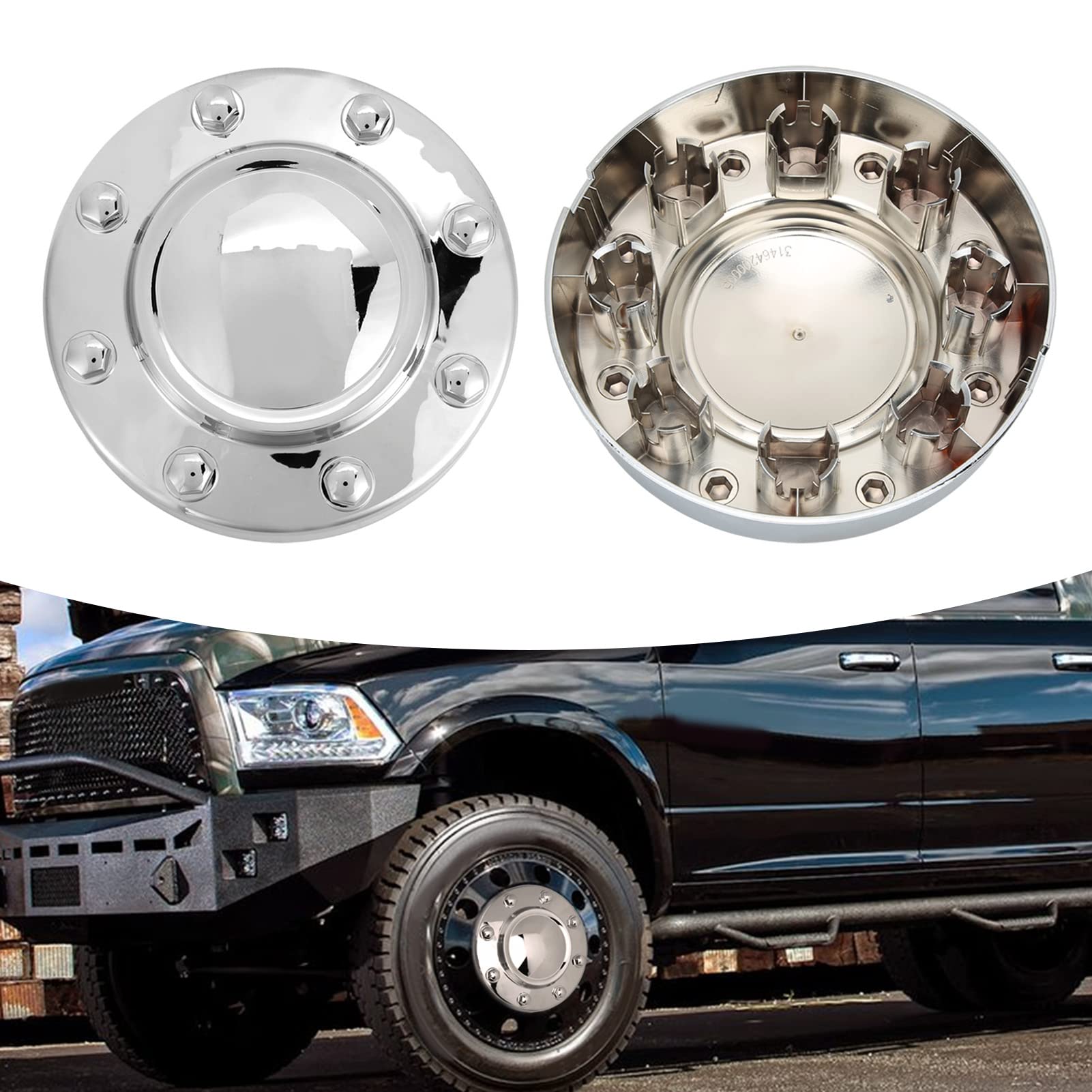 4 Copricerchi Cromati Per Dodge Ram 3500 2011-2018 (Anteriori E Posteriori) - Sostituiscono 68081010AA, 68081015AC - 6