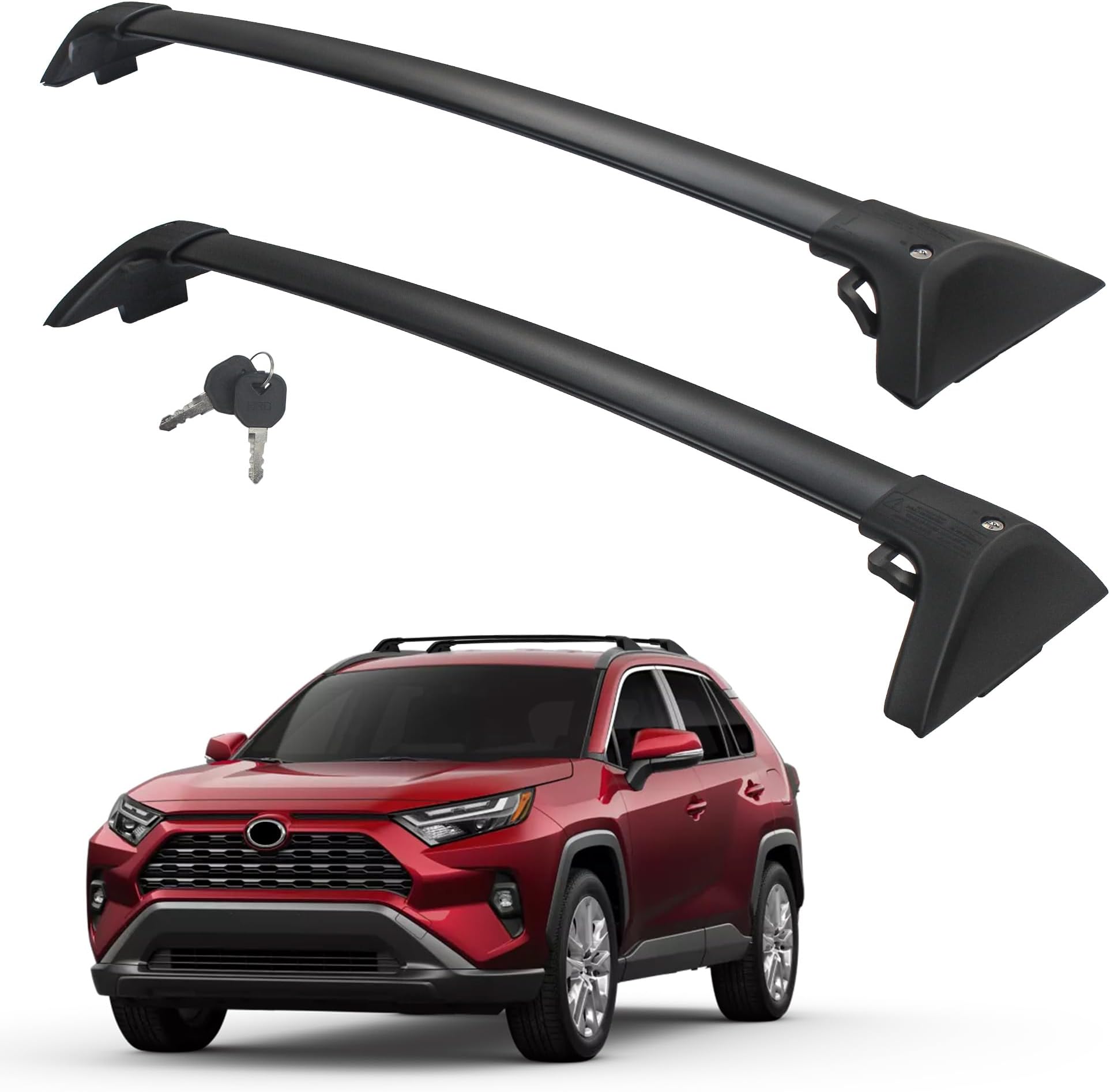 Autekcomma - Roof Rack Cross Bars for Toyota RAV4 2019-2025 (Not fit for LE/Adventure/TRD Off-Road/Hybrid Woodland Edition), Anti-theft Locking Mechanism, Aluminum Tie Down Loop,