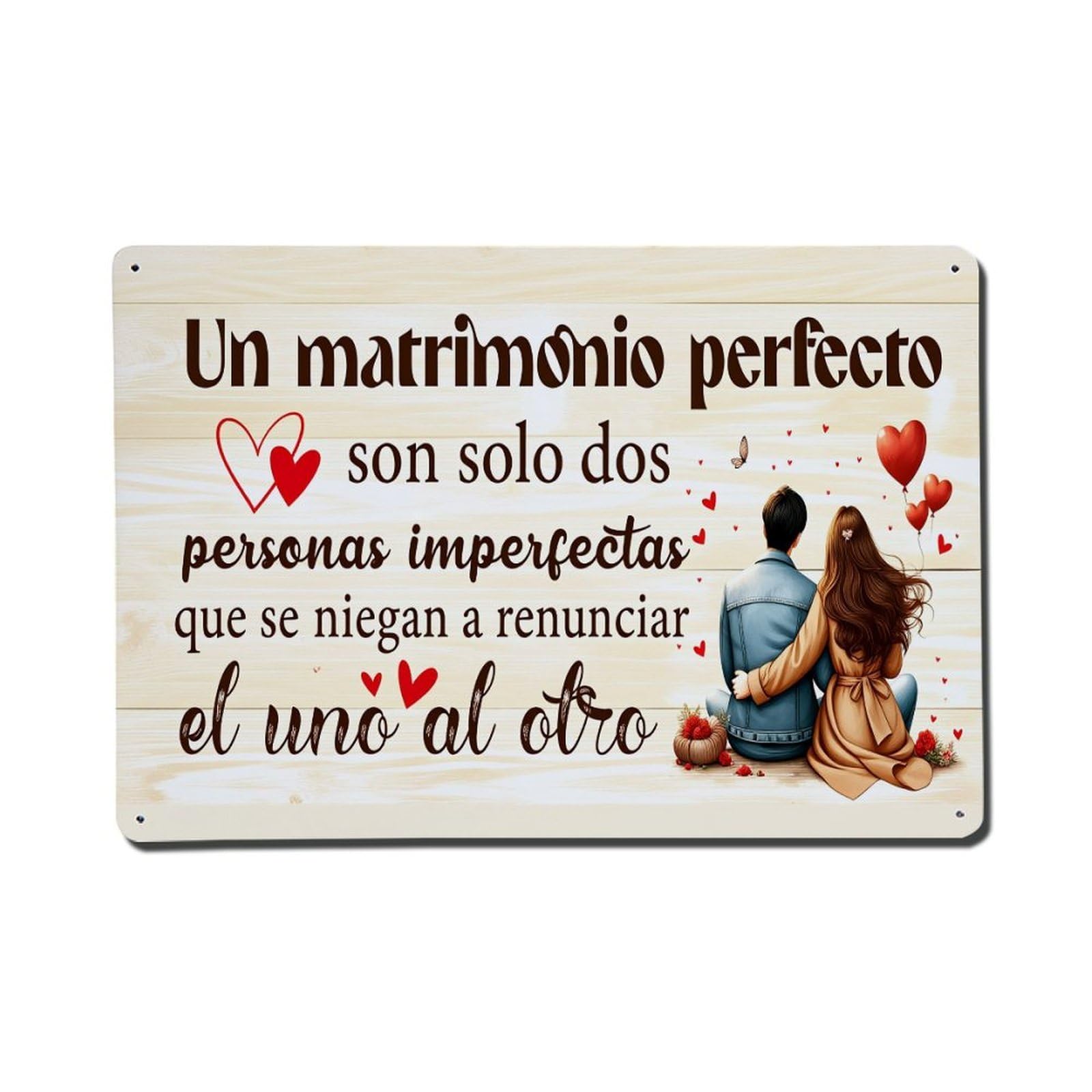 Love Couple Hearts Wood Background Tin Sign Vintage Metal Poster, Home Bar Garage Man Cave Cafe Indoor & Outdoor Wall Decoration 8x12Inches