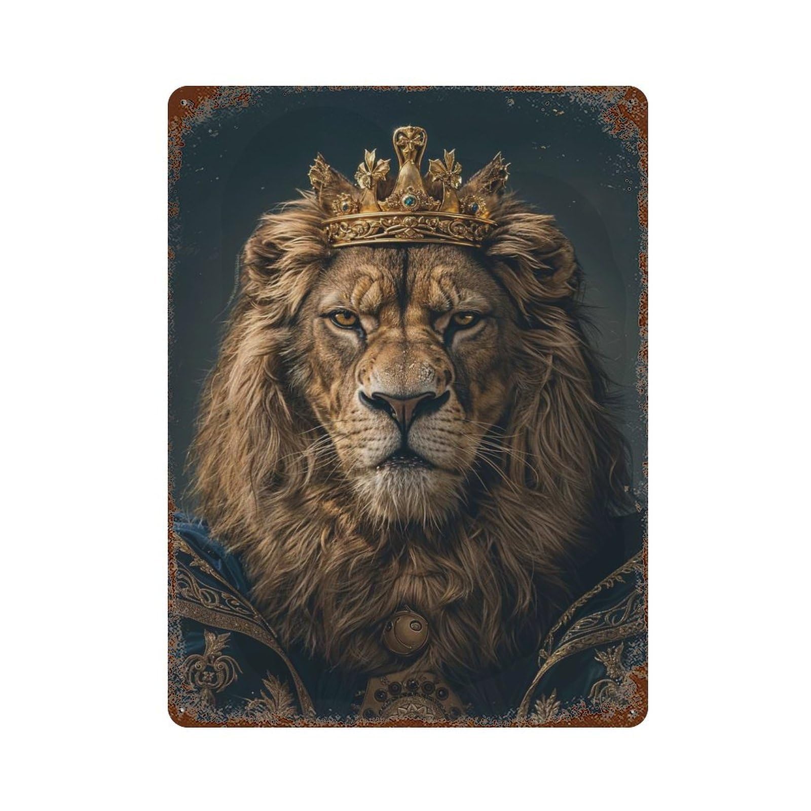Lion Vintage Rust Metal Sign 15.7"x11.8", for Pub, Kitchen And Man Cave Decor, Rustic Home Decor