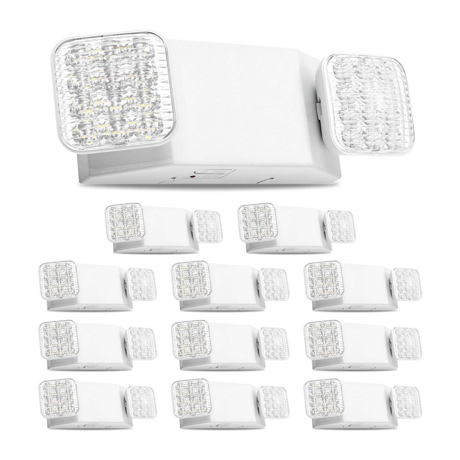 VEVOR Set di Lampada Emergenza LED da Incasso da Parete, Plafoniera Emergenza Uscita da 12 pezzi, Faretti LED per Uscita da Incasso da Parete con Teste Quadrate, CA 120/277 V, Potenza Nominale 3 W