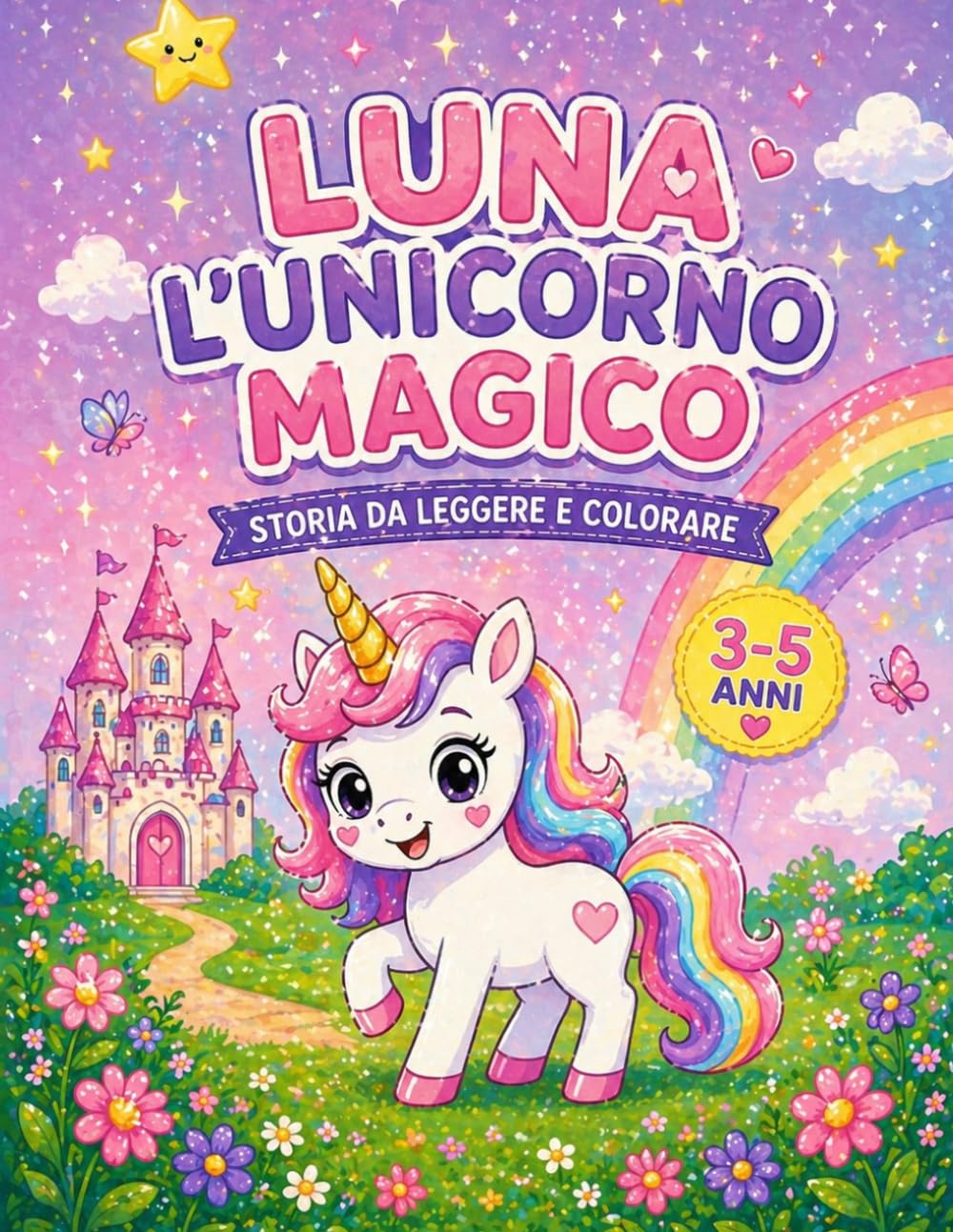 Luna l’Unicorno Magico: Storia da leggere e colorare per bambine 3-5 anni