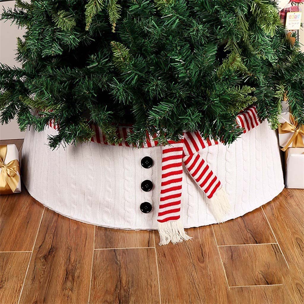 Collare per albero di Natale, 76 cm, con bottoni, sciarpa, base per albero di Natale