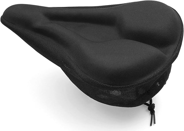 Gel Bike Seat Cover Padded - Bicycle Saddle Soft Cushioned with Non Slip Pads for Road, Mountain, Exercise Bike - Spin Bike Seat Cover
