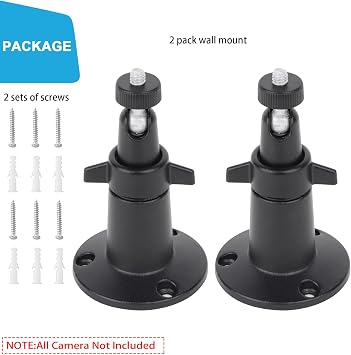 UYODM 2 Pack Wall Mount Holder for SimpliSafe Outdoor Security Camera, 360Rotation Security Bracket with 1/4 Screw Thread, Camera Not Included (Black)