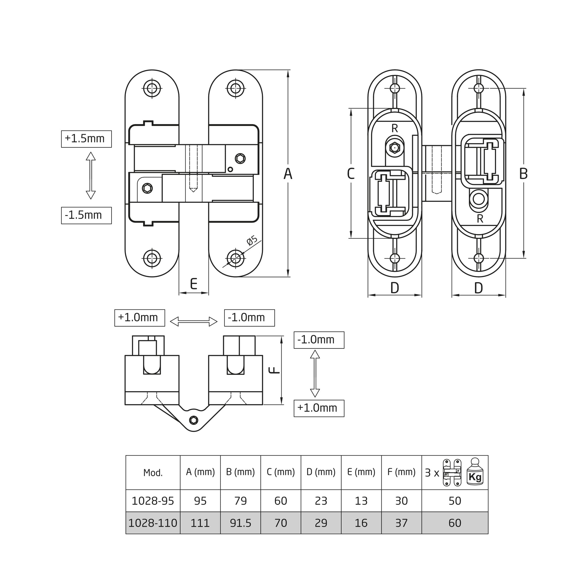 Amig 21792 - Hinge 1028-110 Mt-Stainless Steel Left, Versilbert Mate - Image 3