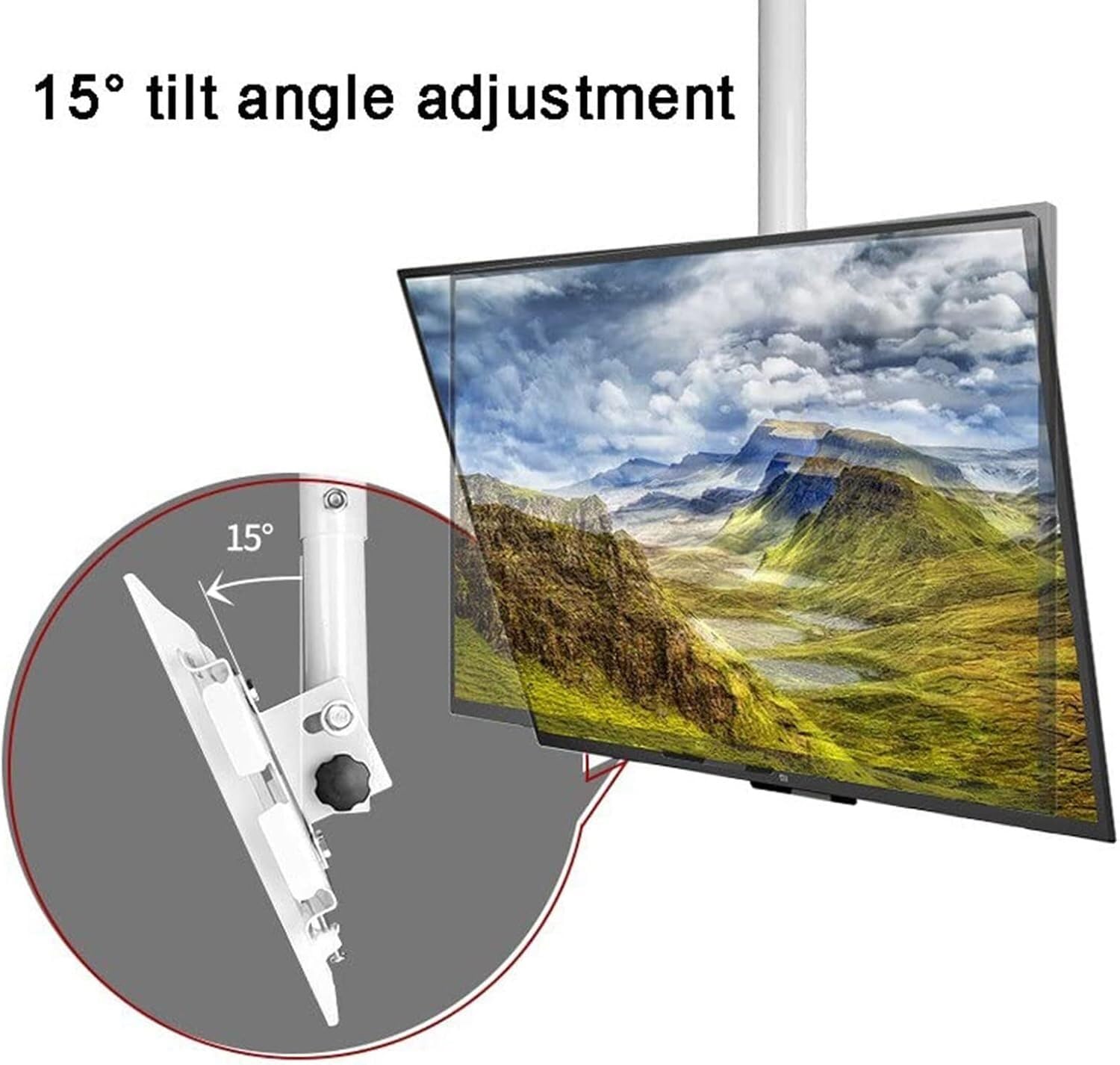 Supporto TV A Soffitto Inclinabile E Girevole per Monitor, Supporto TV Completamente Orientabile per TV da 32 A 55 Pollici, Supporto TV Telescopico Regolabile in Altezza