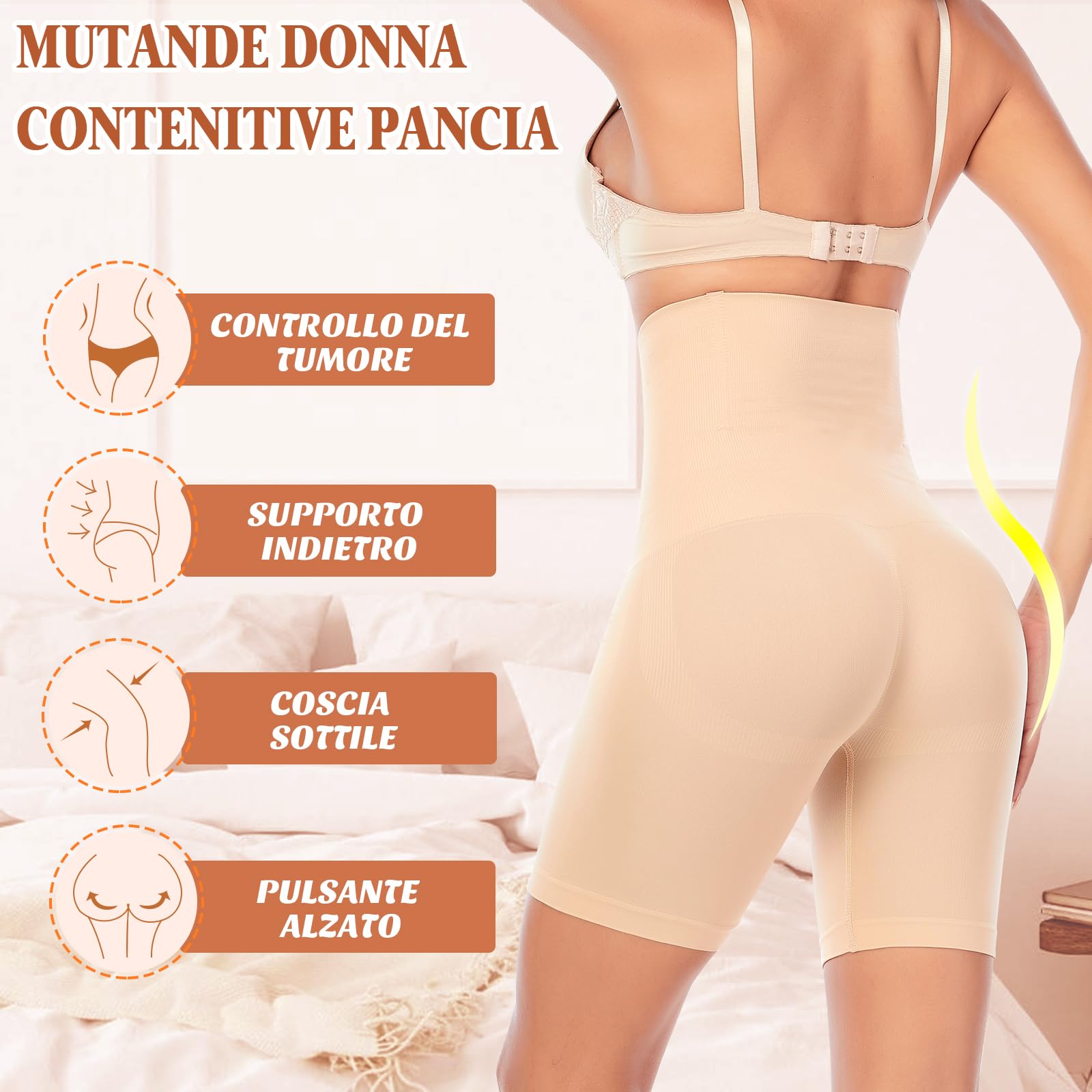 YARRCO Guaina Contenitiva Donna Pancia Piatta Mutande Contenitive Intimo Modellante Pancera Contenitiva a Vita Alta Shapewear Pantaloncini Dimagrante Invisible