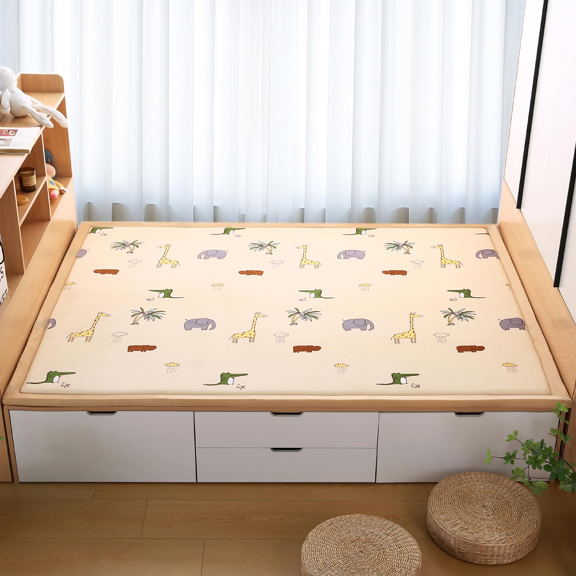 Grand tapis antidérapant salon chambre enfant poils longs | Dimensions 200x200 cm Style 8