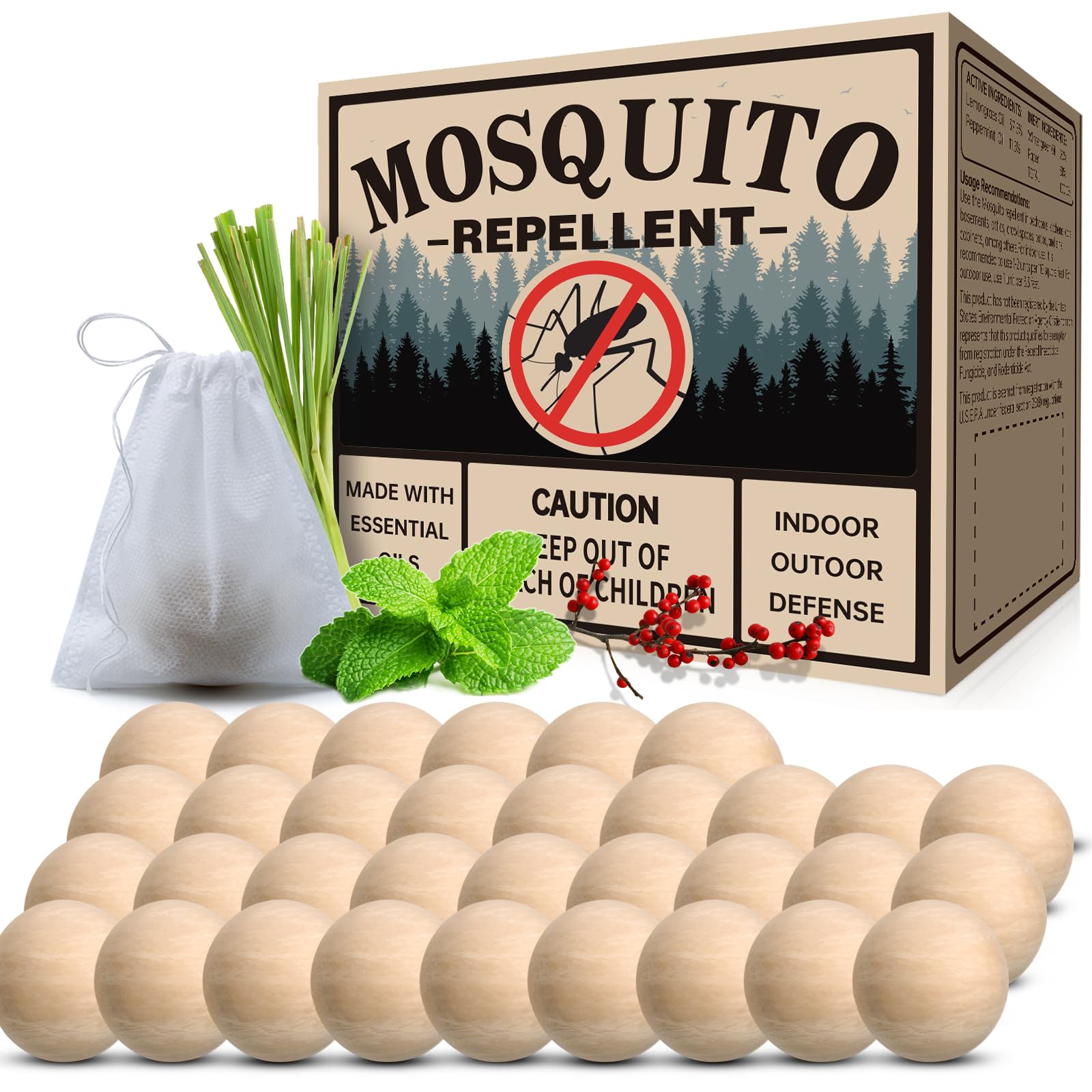 Mosquito Repellent 33 Balls Mosquito Repellent Outdoor Patio Indoor Natural Mosquito Deterrent for Yard Patio Camping Travel