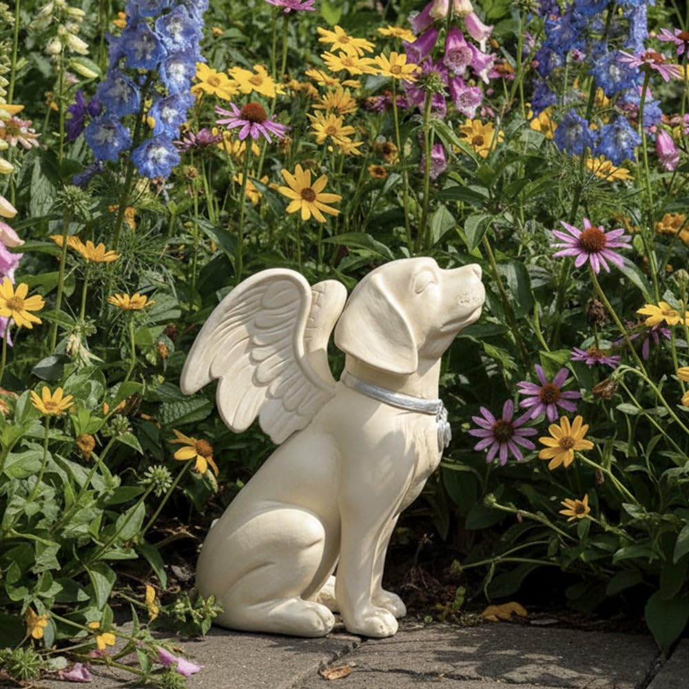 iHeartDogs Regalos conmemorativos para perros, estatua de ángel de perro, luz solar, figura conmemorativa para mascotas