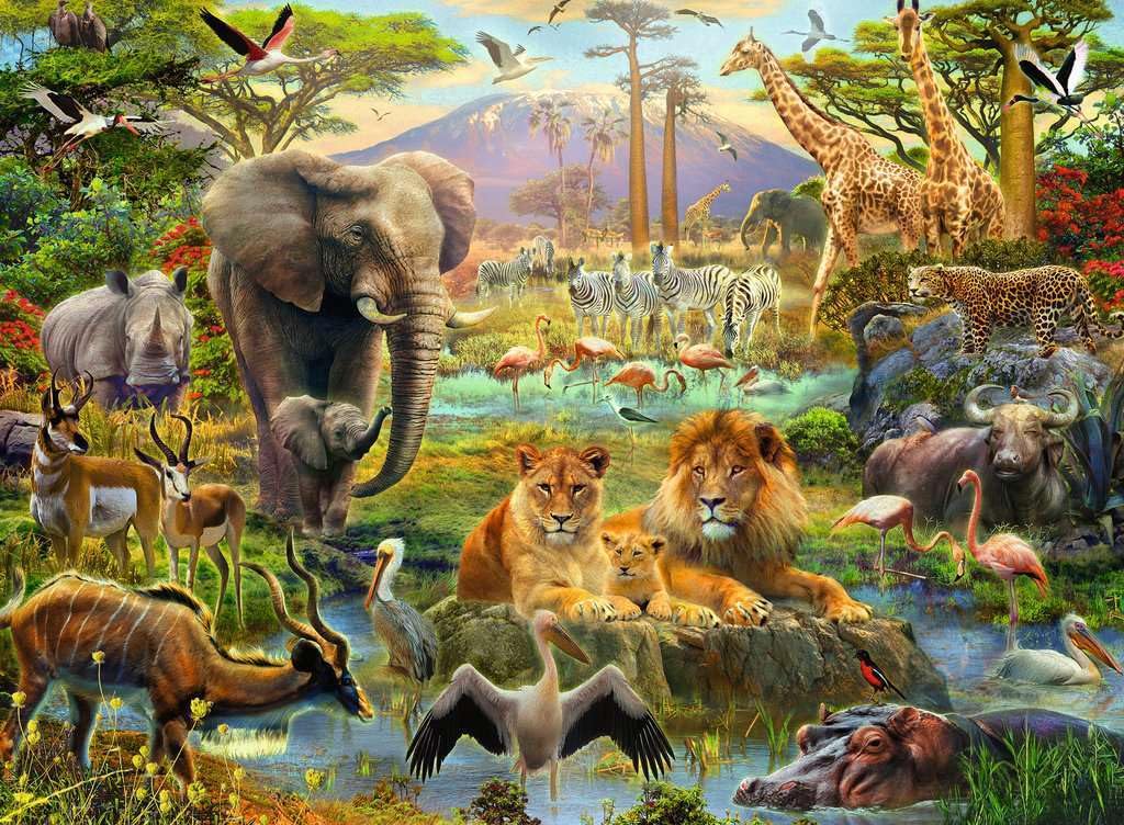 Ravensburger - Puzzle Animali della savana, 200 Pezzi XXL - Puzzle Bambini 8 Anni, Giochi Educativi e Divertenti, Idee Regalo