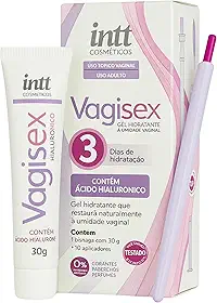Intt Vagisex Gel Hidratante Vaginal Com Ácido Hialurônico, 30g, Com 10 Aplicadores Descartáveis, 3 Dias de Hidratação, Uso Tópico Adulto