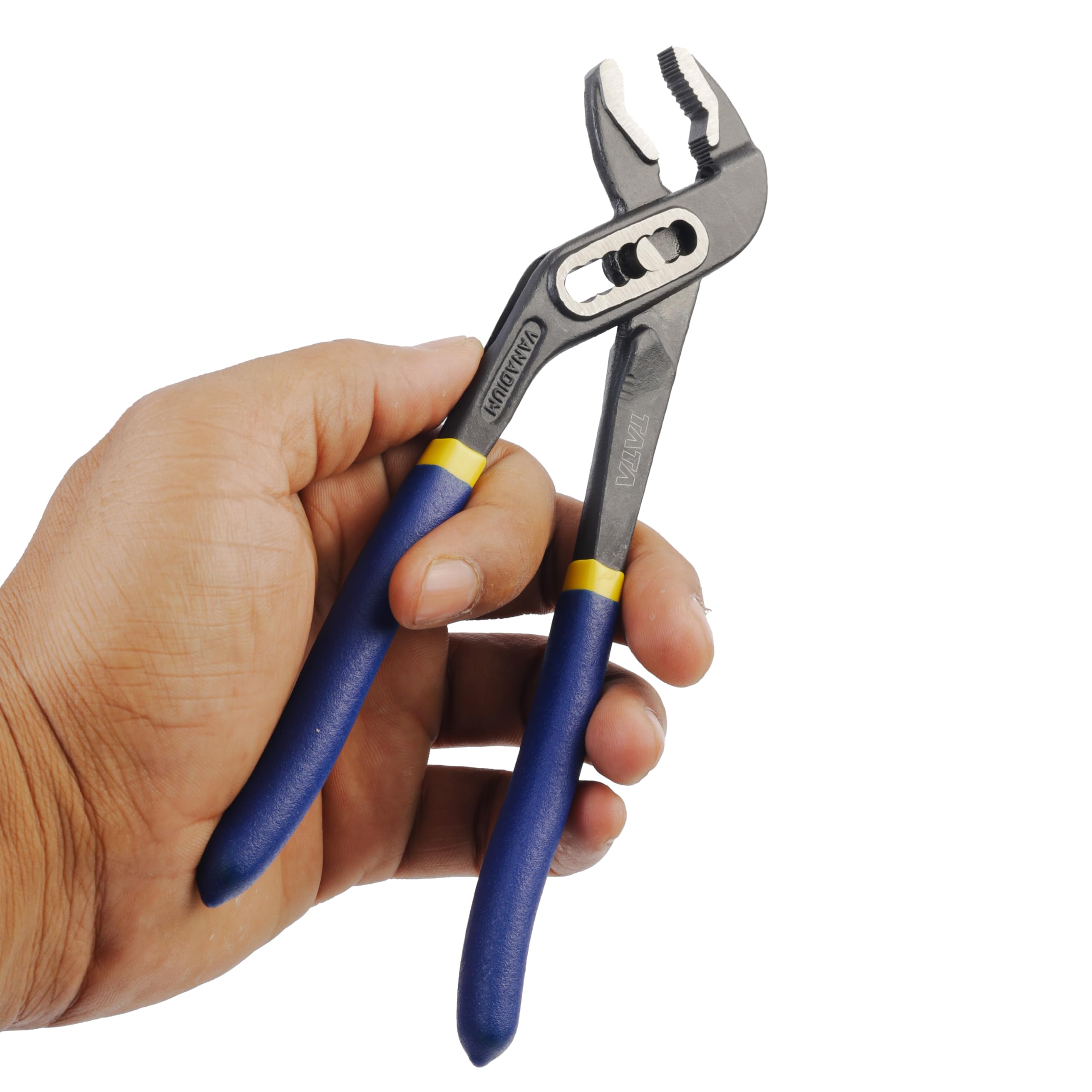 TATA AGRICO Water Pump Plier with 7 Position Size Adjustment| Plumber Plier for Turning & Holding Pipes, Nuts, Bolts | High Strength Body| Ergonomic Cushion Grip -10 Inch/250mm (Blue & Black, PLW002) 2
