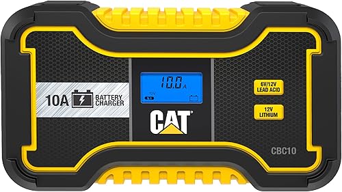 CAT CBC10 - Cargador de batería profesional de 10 amperiosmantenedor de batería para baterías de plomo ácido de 6 V12 V y baterías de litio de 12 V