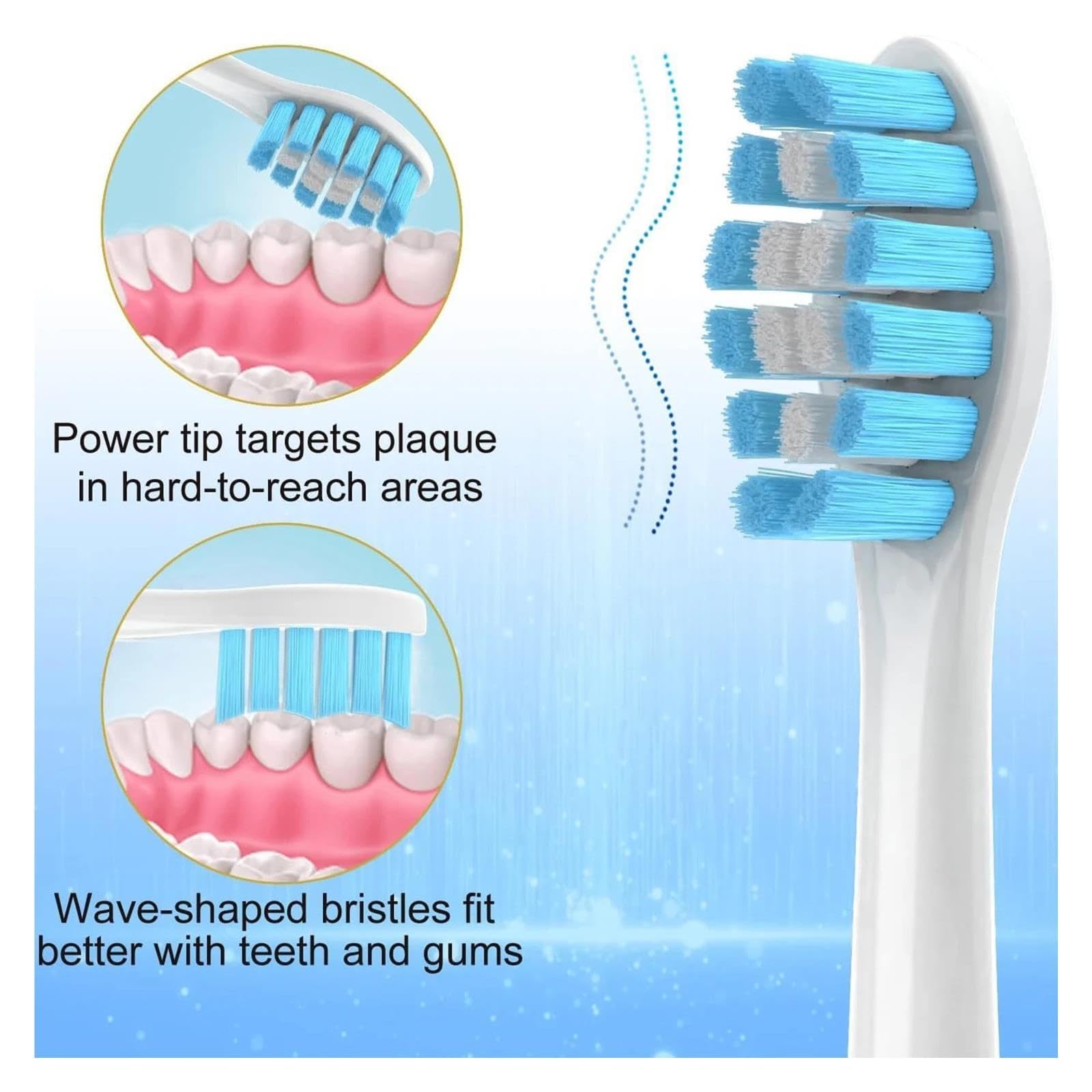 Generico 8Pack Replacement Toothbrush Heads Compatible with Phlps Soni Care Replacement Heads, Sonicare Replacement Brush Head, White(4 Green 4 Blue)