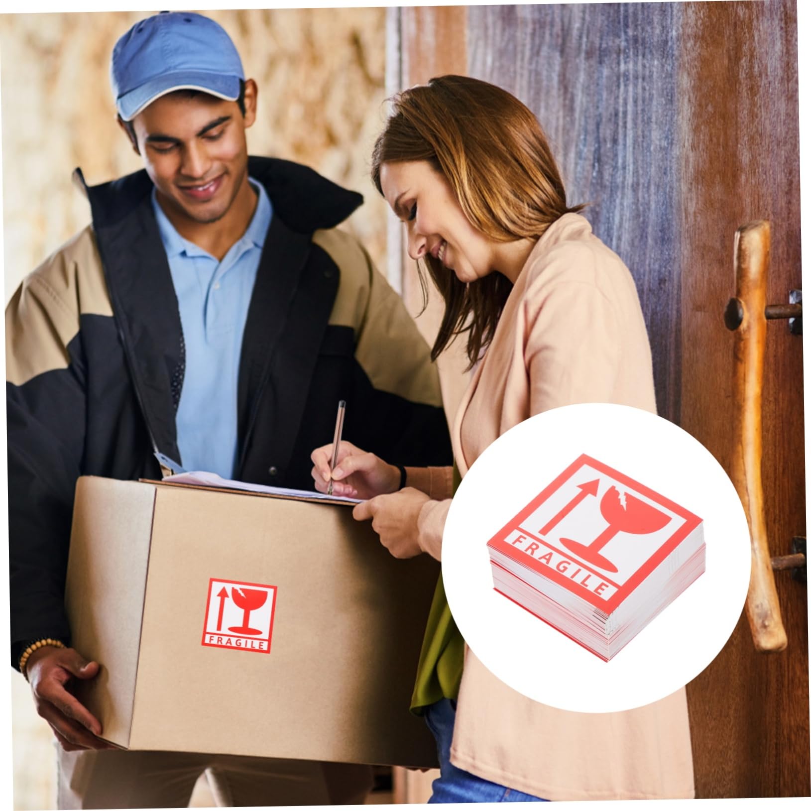 Hemobllo 1000 Autocollants Fragile en Cuivre pour Emballage, Étiquettes Légères à Manipuler avec Précaution, Autocollants D'avertissement pour Cartons de Transport