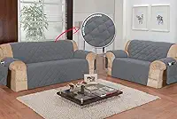 Kit capa protetor de sofá 2 e 3 lugares matelado lavavel com porta objetos na lateral (Cinza)