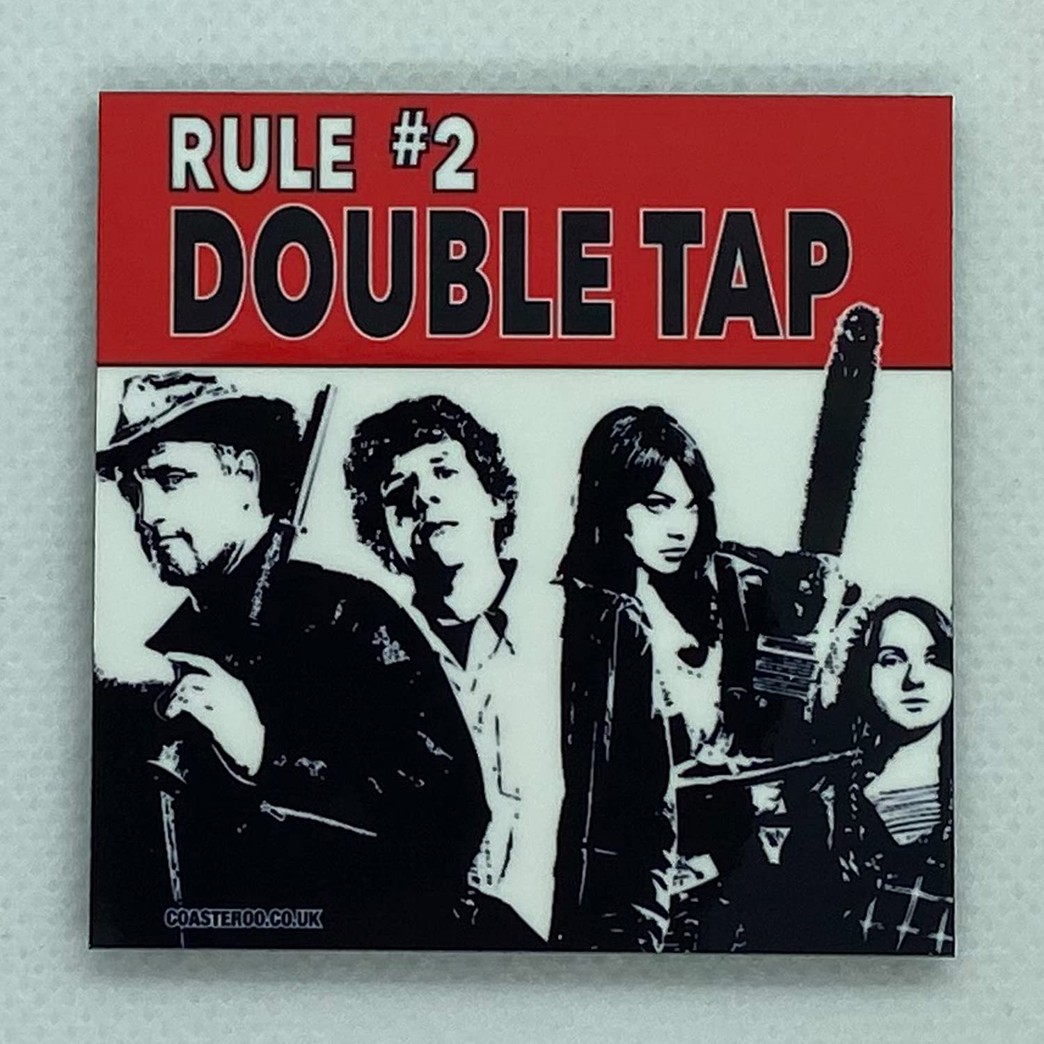 Coasteroo Rule #2 Double Tap - Inspired by Zombieland - Fridge Magnet - Hardboard - 57mm x 57mm - Gloss Finish