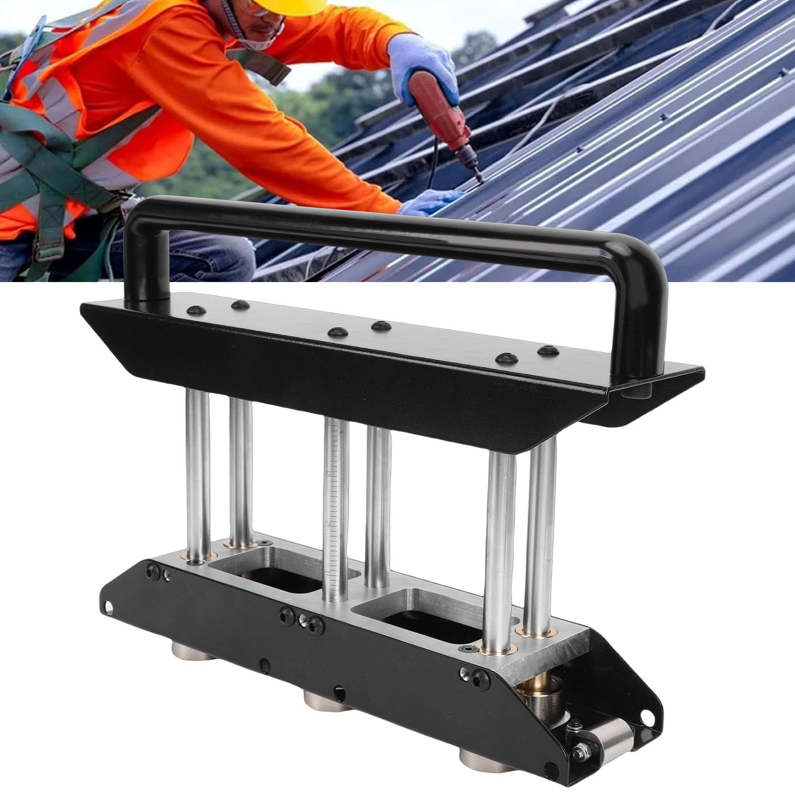 Naroote Rodillo de 3 Estaciones para Techos Metálicos, Doblador de Chapa Ajustable |Dobleces de 5 a 8 Pulgadas, Construcción de Acero para Proyectos de Chapa para Techos