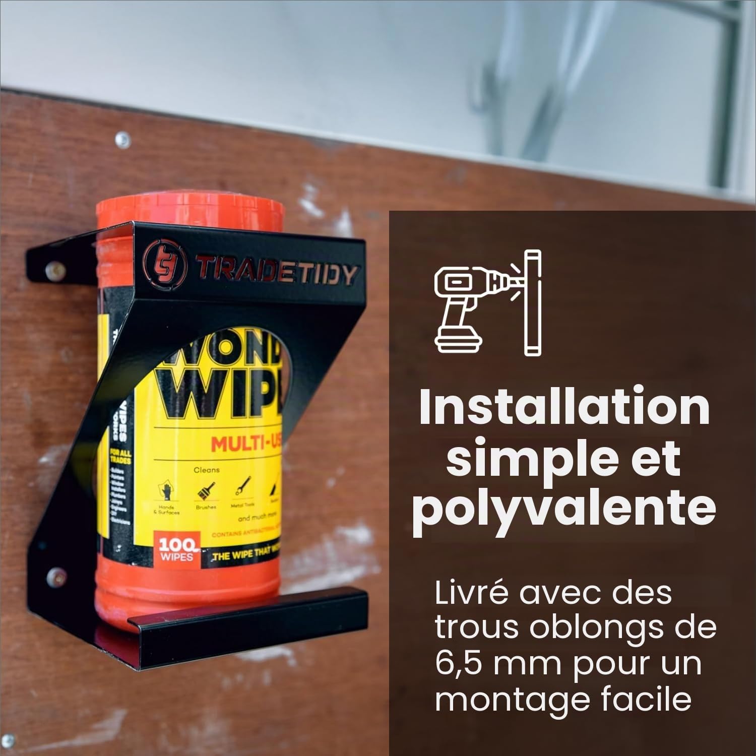 Tradetidy Big Wipes Support en acier pour van Noir