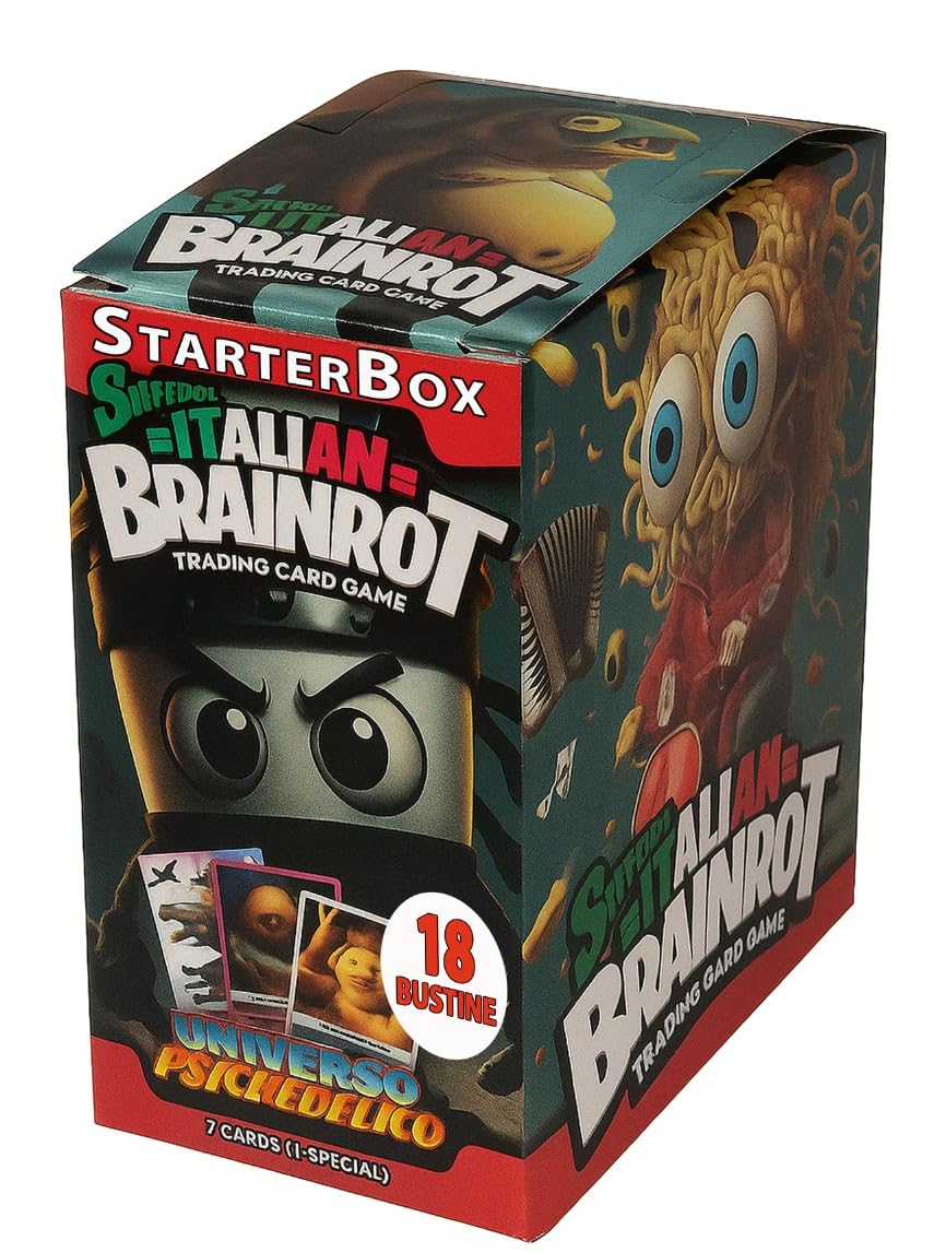 Skifidol Italian Brainrot Trading Card Game, Starter Box Univers Psychédélique, 18 Sachets, 7 Cartes pour Sachet | Exclusif