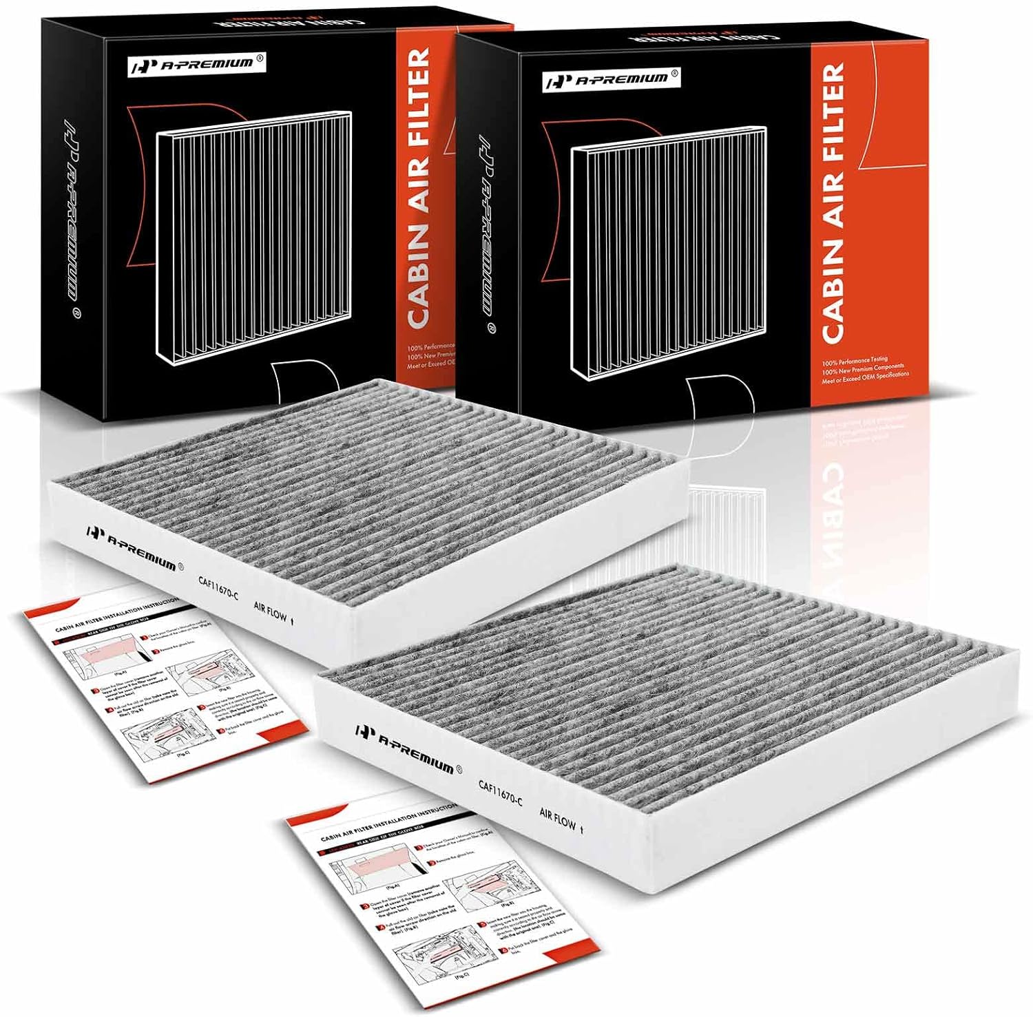 A-Premium 2-PC Cabin Air Filter with Activated Carbon Compatible with Hyundai Sonata 2020 2021 2022, 1.6L 2.0L 2.5L, Replace# 97133-L0000, 97133L0000
