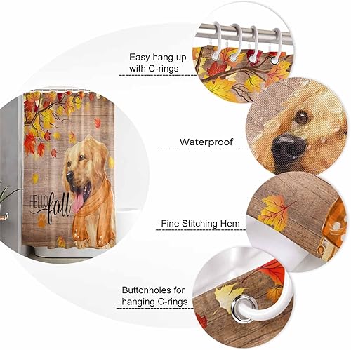 Miniatura 6 de Juego de baño de Acción de Gracias con accesorios de cortina de ducha, 72 x 72 pulgadas de largo, cortina de bañera con alfombra de baño pequeña,