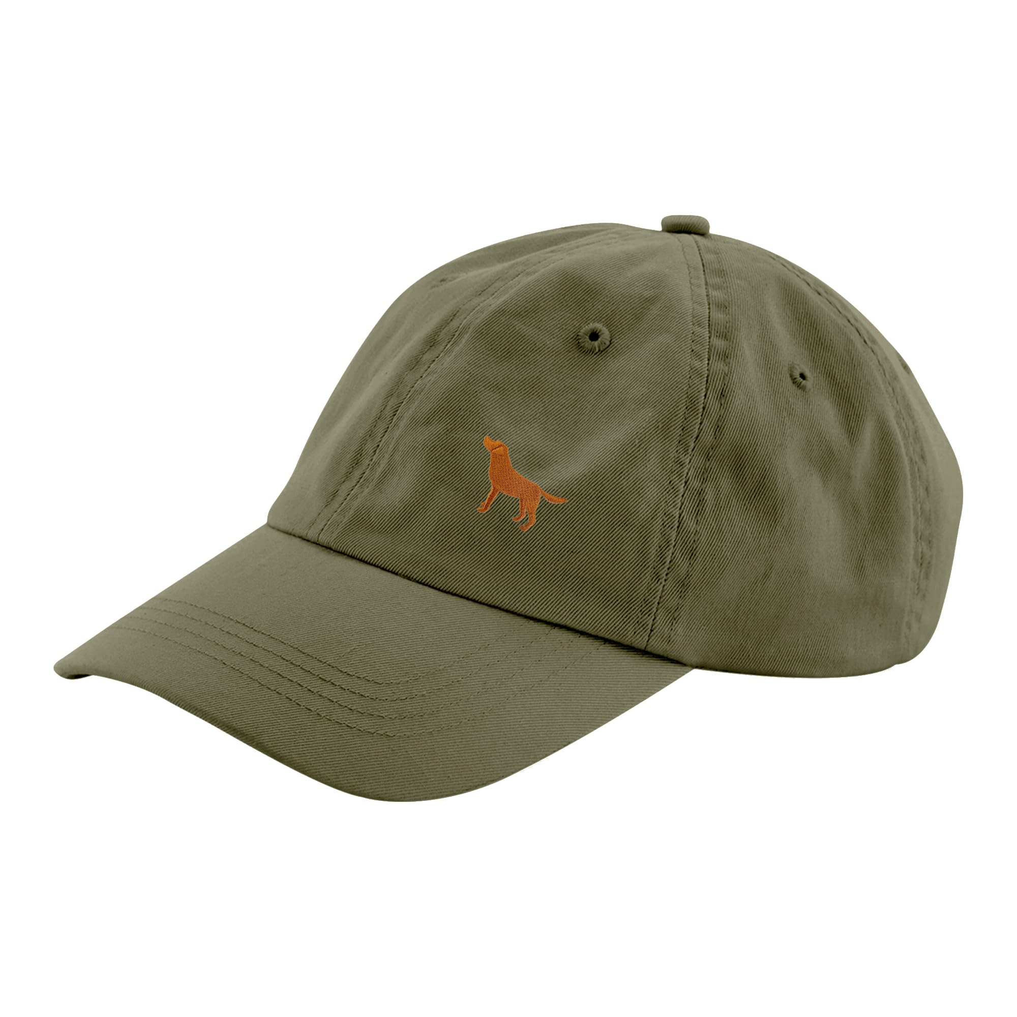 The House Of Dog: Fox Red Labrador Retriever Owner Gift. 100% Washed Chino Cotton Embroidered 6 Panel Unstructured Baseball Cap. Olive