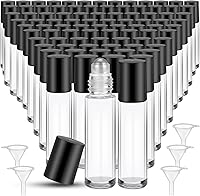 Roshtia 96 Pack 10ml Clear Glass Essential Oil Roller Bottles with Stainless Steel Balls & 5 Funnels - Leakproof Travel Perfume Bottles