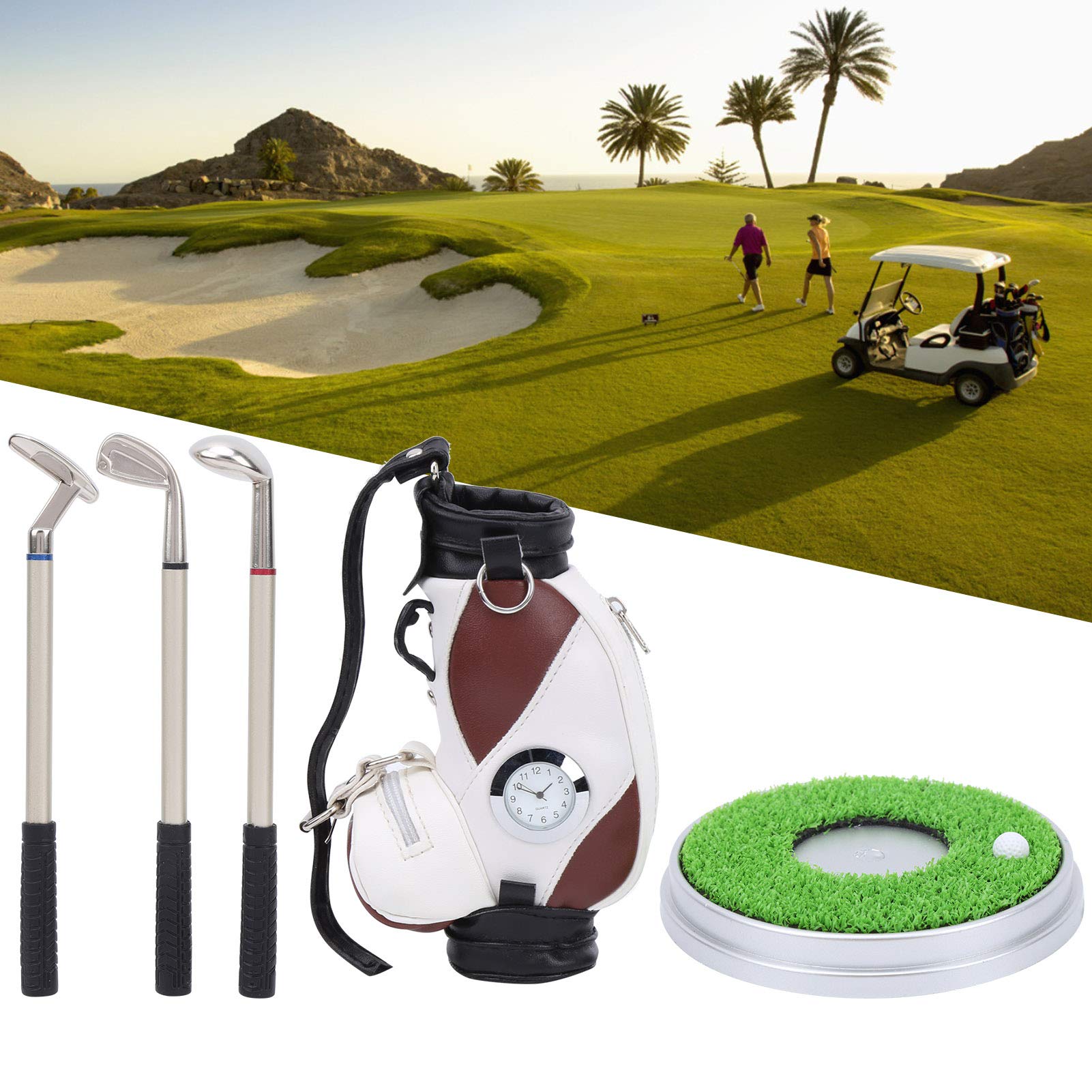 HERCHR Set Penne da Golf, portapenne per Sacca da Golf in Lega di Zinco 3 Penne a Sfera con Base per scrivania da Ufficio per Golfisti, Calze Imbottite, Gadget Antistress