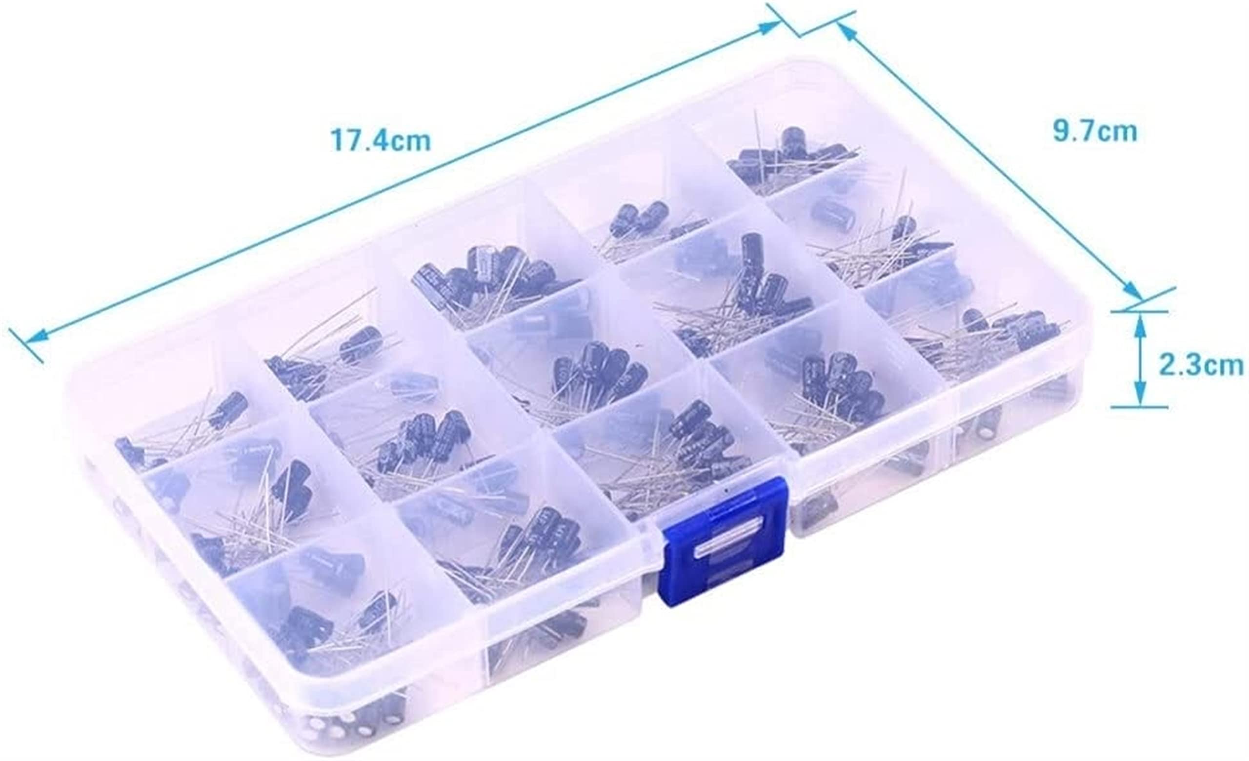 Kit de condensadores 200 unids/lote conjunto de condensadores radiales 15 valores 0,1 uF-220uF Kit surtido de condensadores electrolíticos 10 V/16 V/25 V/50 V condensadores de paquete AMNzOgOdL